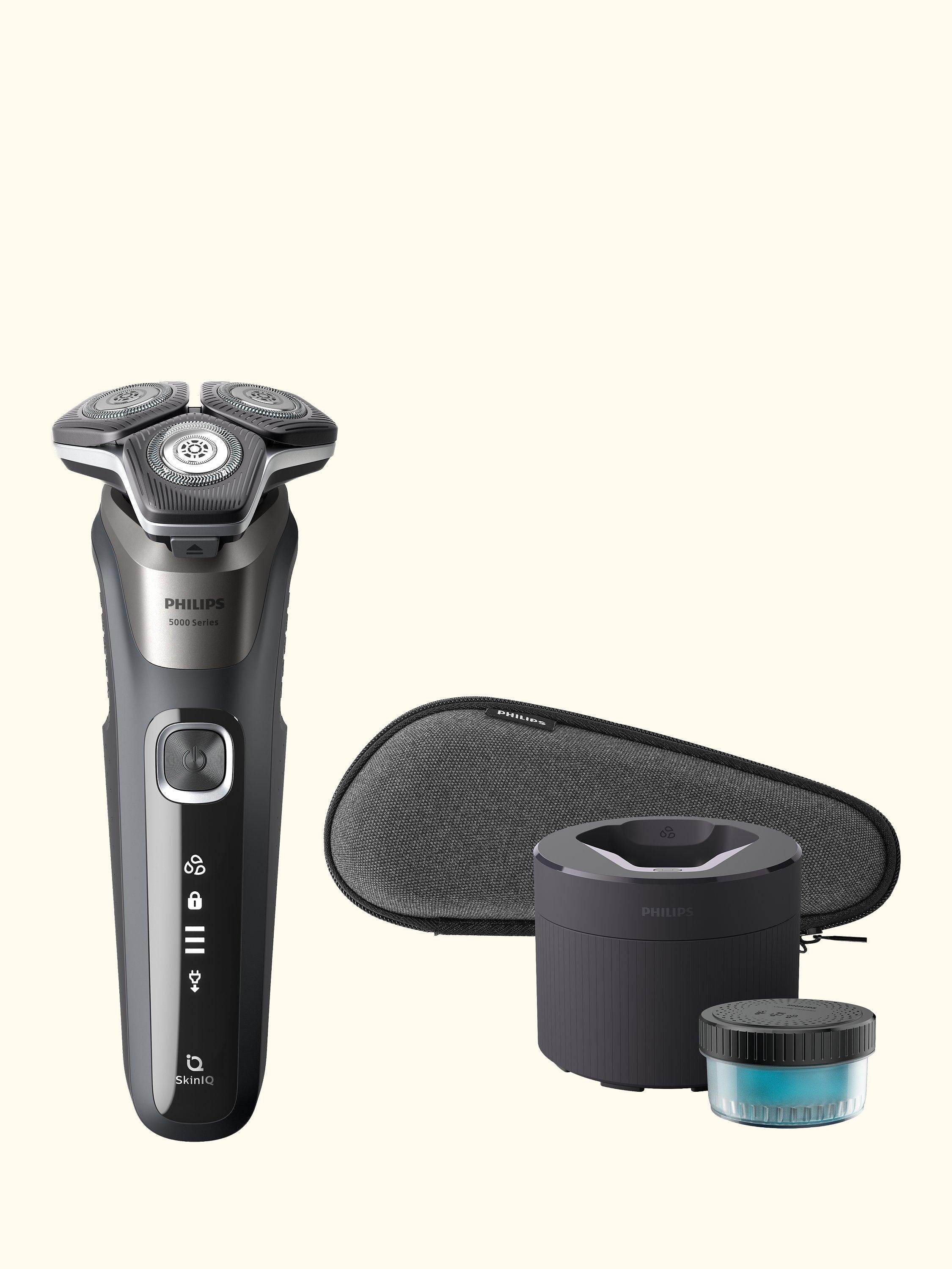 S5887/50 Series 5000 Wet & Dry Men's Electric Shaver with Pop-up Trimmer, Travel Case, Quick-Clean Pod and Full LED Display, Carbon Grey