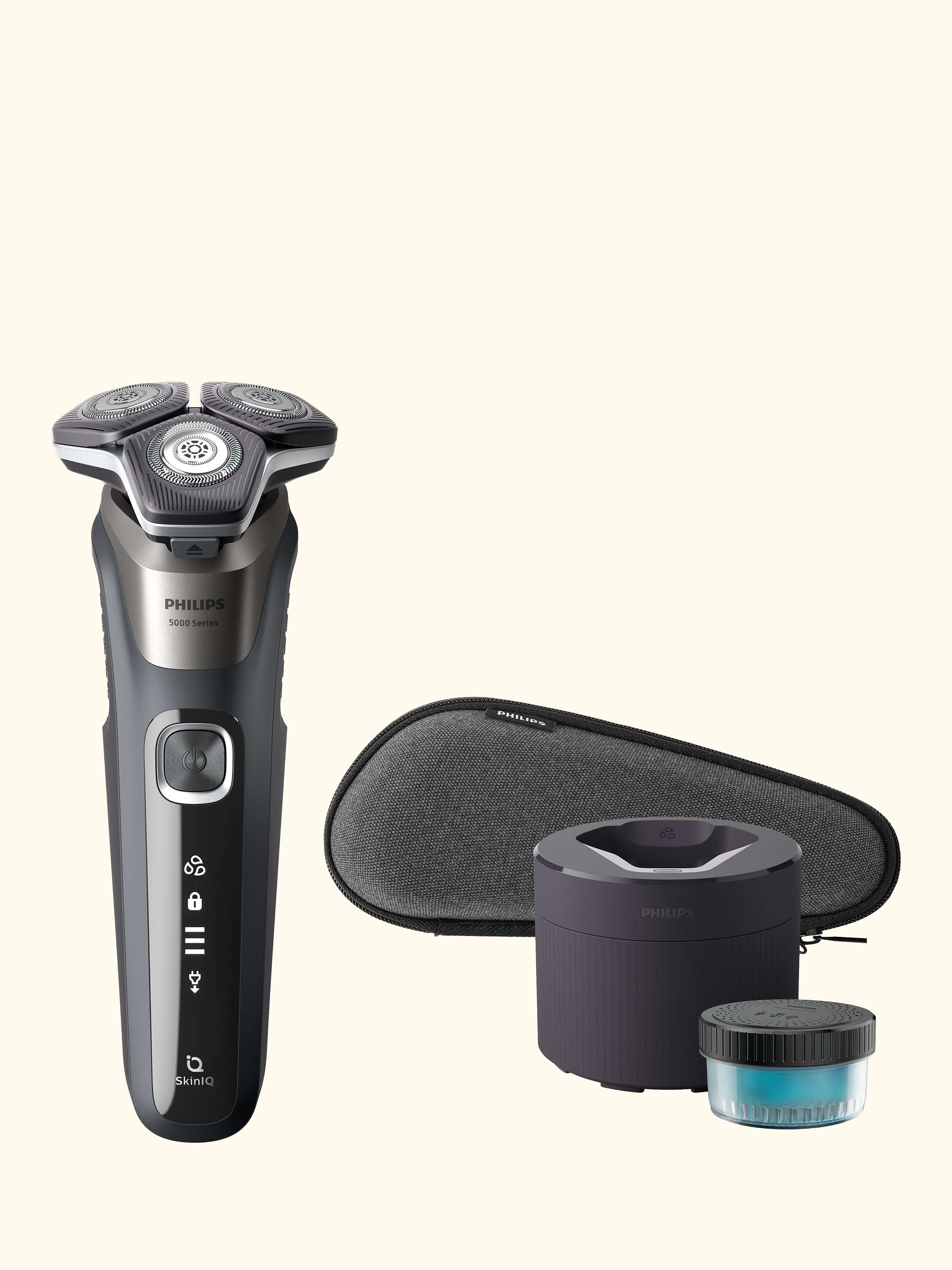 S5887/50 Series 5000 Wet & Dry Men's Electric Shaver with Pop-up Trimmer, Travel Case, Quick-Clean Pod and Full LED Display, Carbon Grey