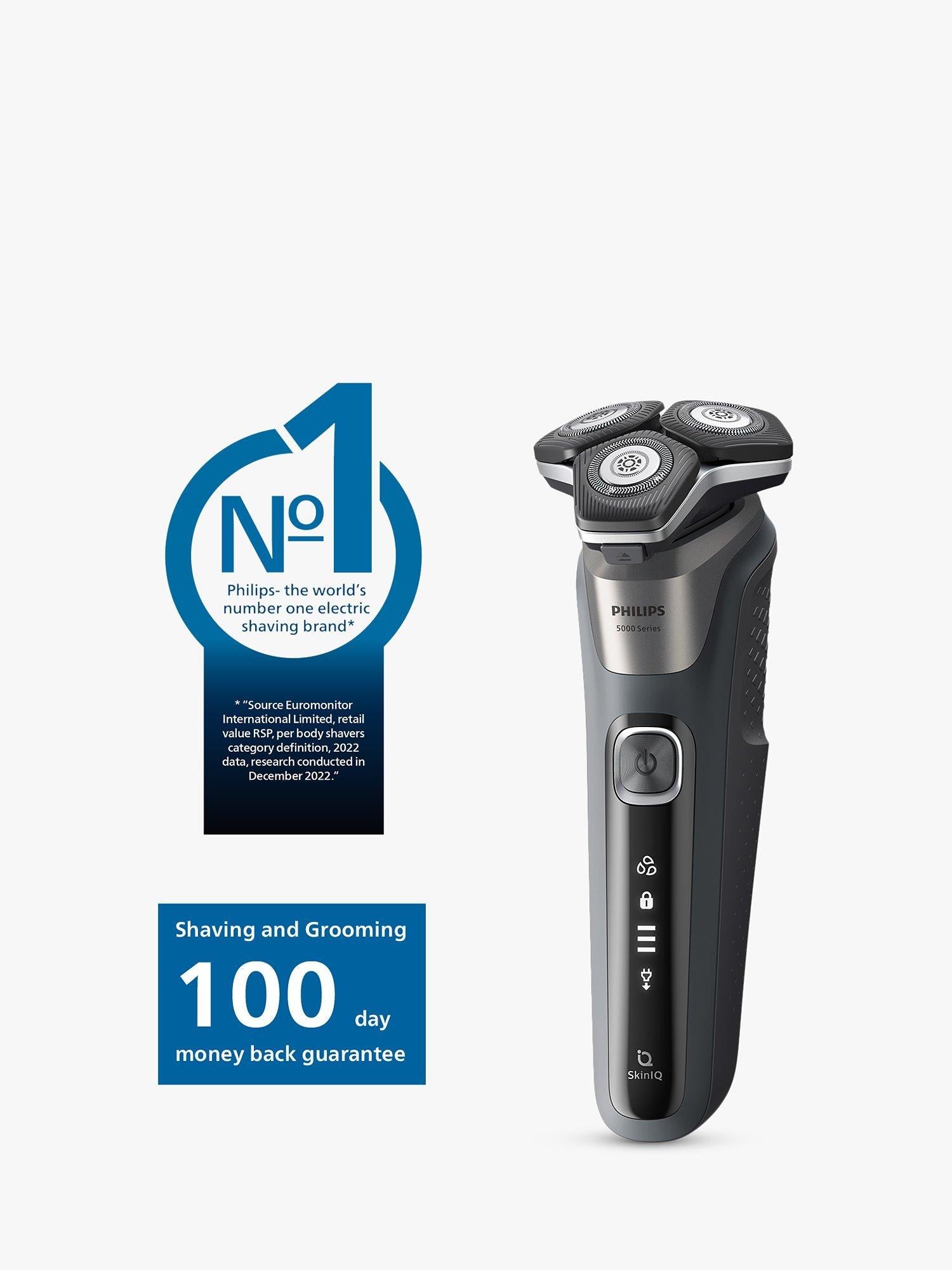 S5887/50 Series 5000 Wet & Dry Men's Electric Shaver with Pop-up Trimmer, Travel Case, Quick-Clean Pod and Full LED Display, Carbon Grey