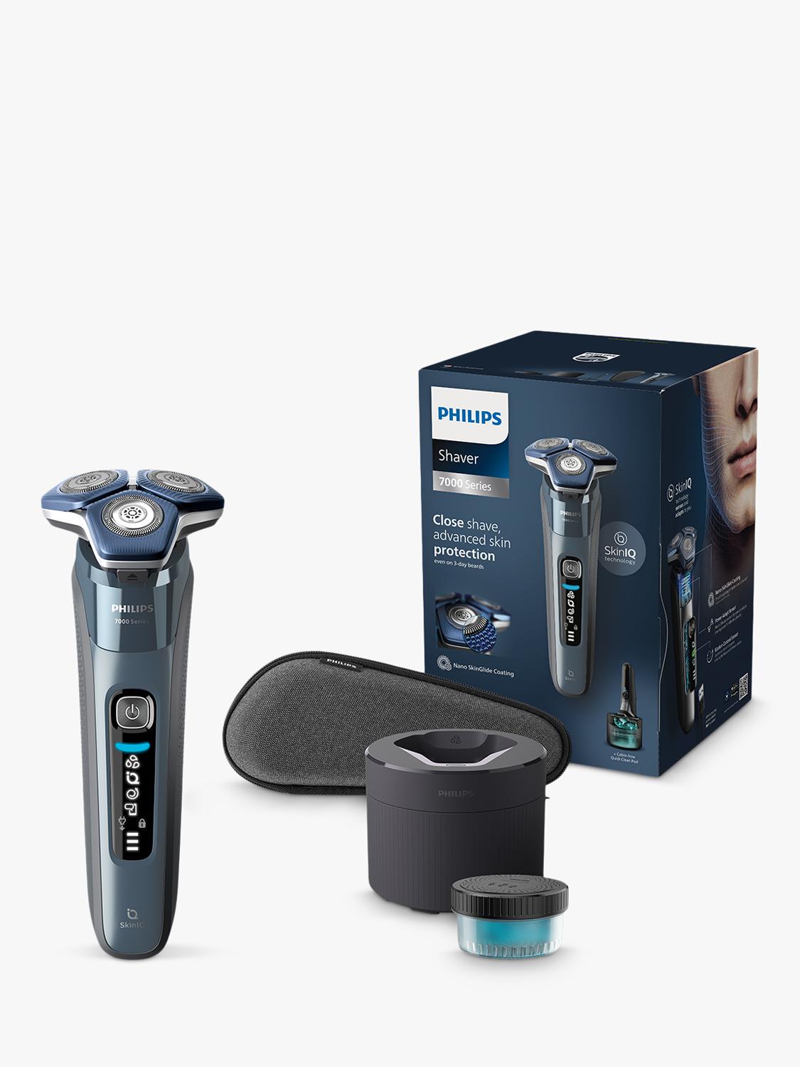 S7882/55 Series 7000 Wet & Dry Electric Shaver with Pop-up Trimmer, TravelCase, Quick Clean Pod, GroomTribe App Connection and Full LED Display, Ice Blue