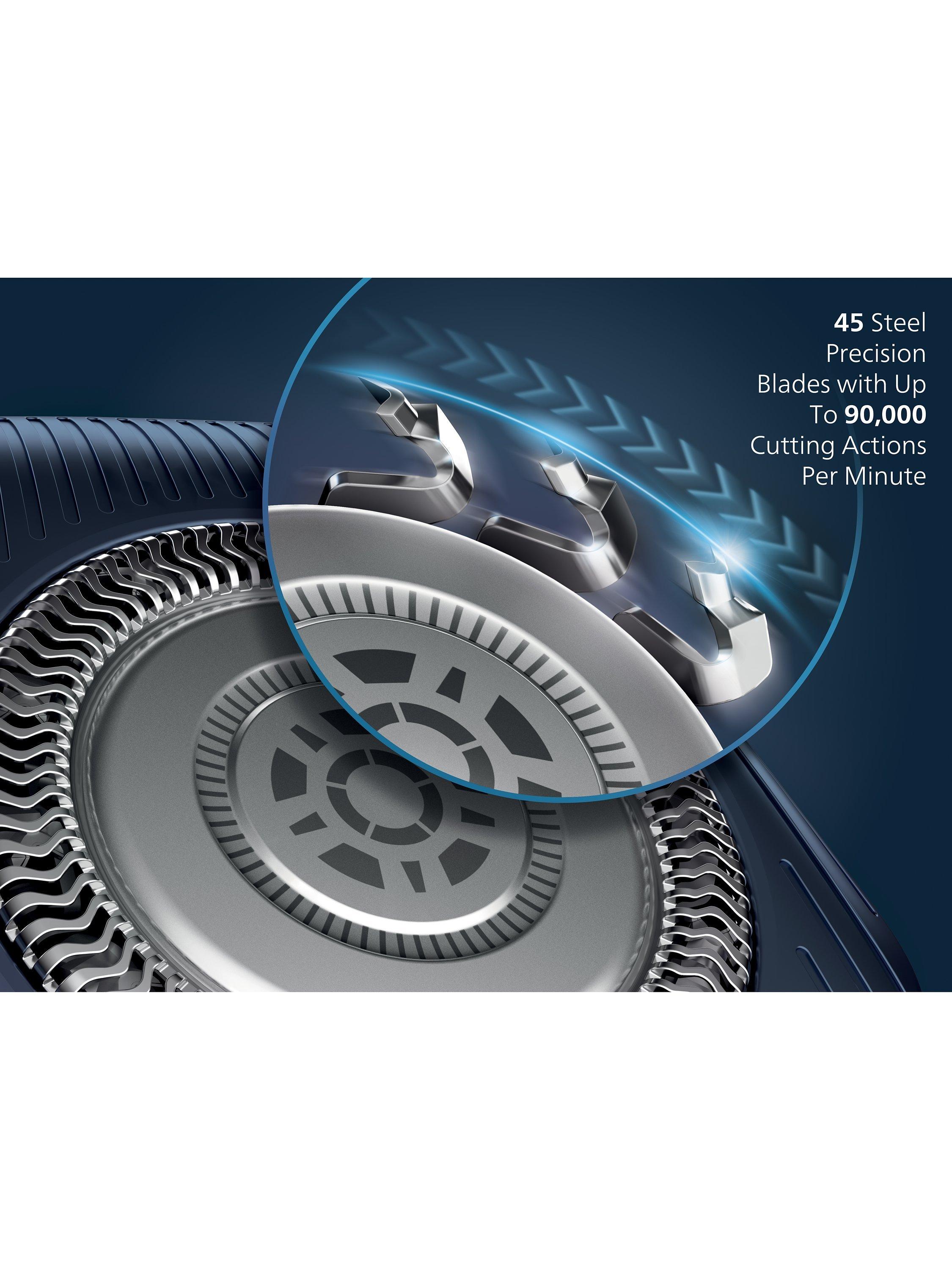 S7882/55 Series 7000 Wet & Dry Electric Shaver with Pop-up Trimmer, TravelCase, Quick Clean Pod, GroomTribe App Connection and Full LED Display, Ice Blue