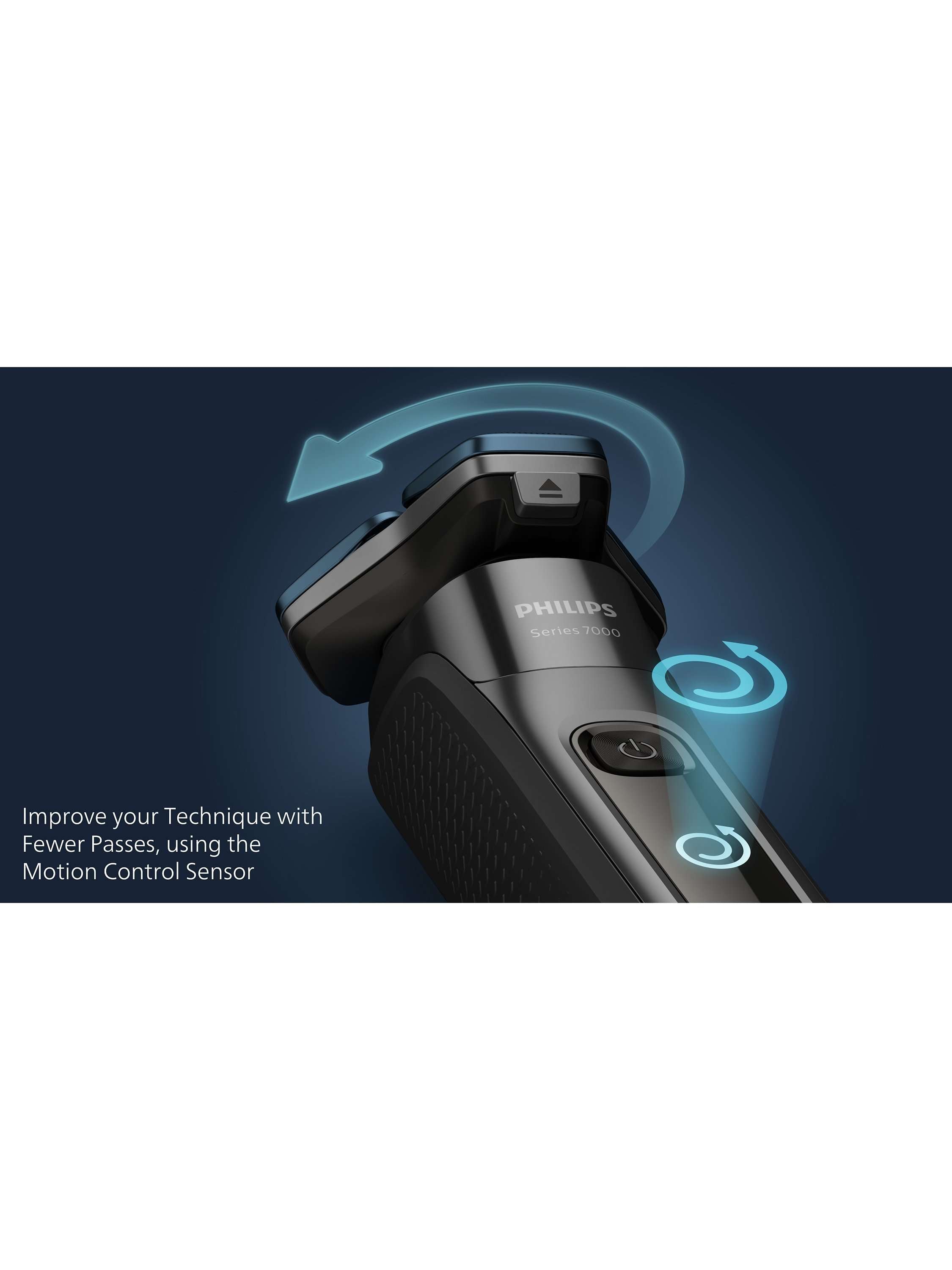 S7882/55 Series 7000 Wet & Dry Electric Shaver with Pop-up Trimmer, TravelCase, Quick Clean Pod, GroomTribe App Connection and Full LED Display, Ice Blue