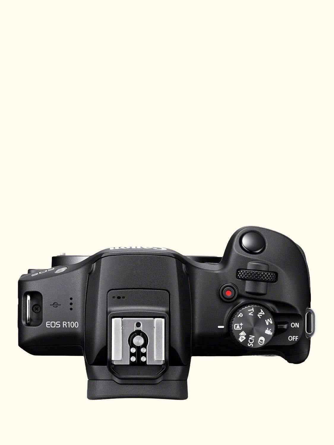 EOS R100 Compact System Camera with RF-S 18-45mm Zoom Lens, 4K Ultra HD, 24.1MP, Wi-Fi, Bluetooth, OLED EVF, 3" Screen, Black