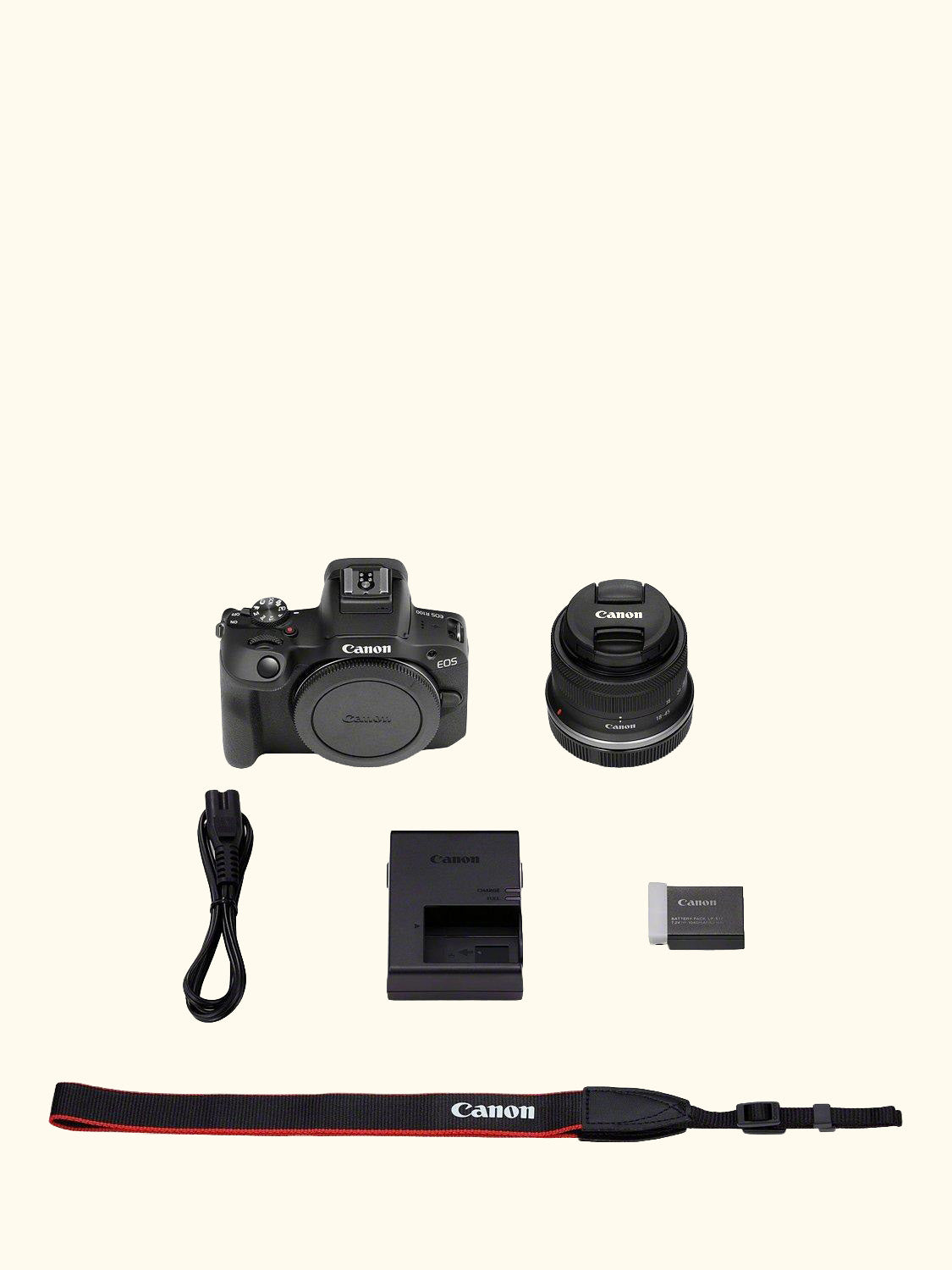 EOS R100 Compact System Camera with RF-S 18-45mm Zoom Lens, 4K Ultra HD, 24.1MP, Wi-Fi, Bluetooth, OLED EVF, 3" Screen, Black