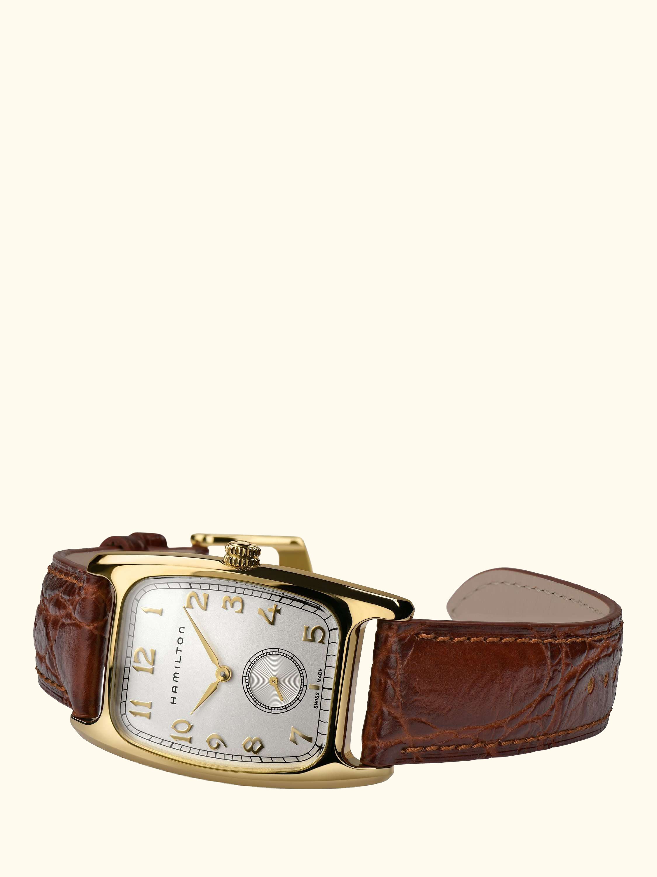 x Indiana Jones H13431553 Unisex American Classic Boulton Small Second Leather Strap Watch, Brown/Gold