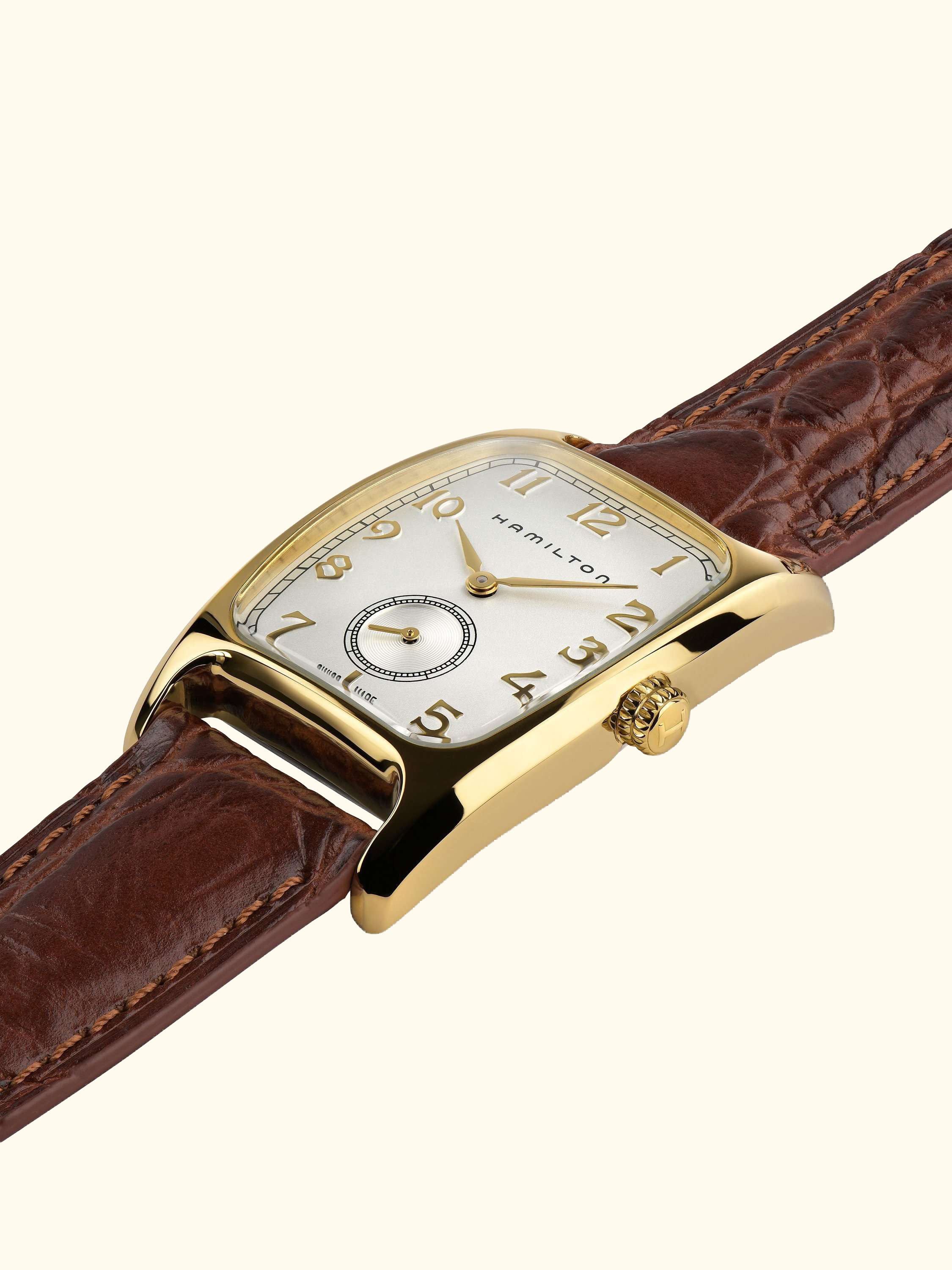 x Indiana Jones H13431553 Unisex American Classic Boulton Small Second Leather Strap Watch, Brown/Gold