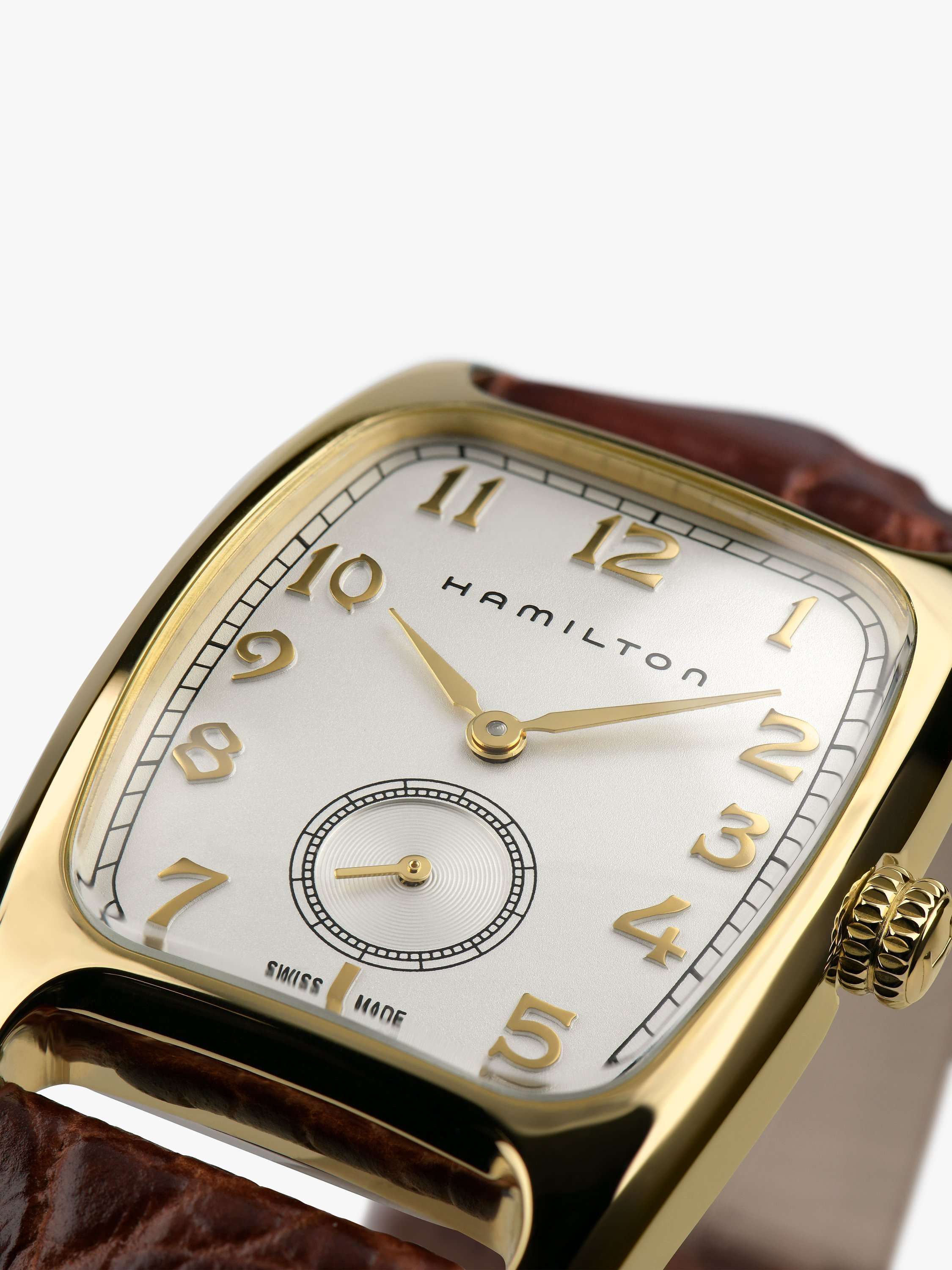 x Indiana Jones H13431553 Unisex American Classic Boulton Small Second Leather Strap Watch, Brown/Gold