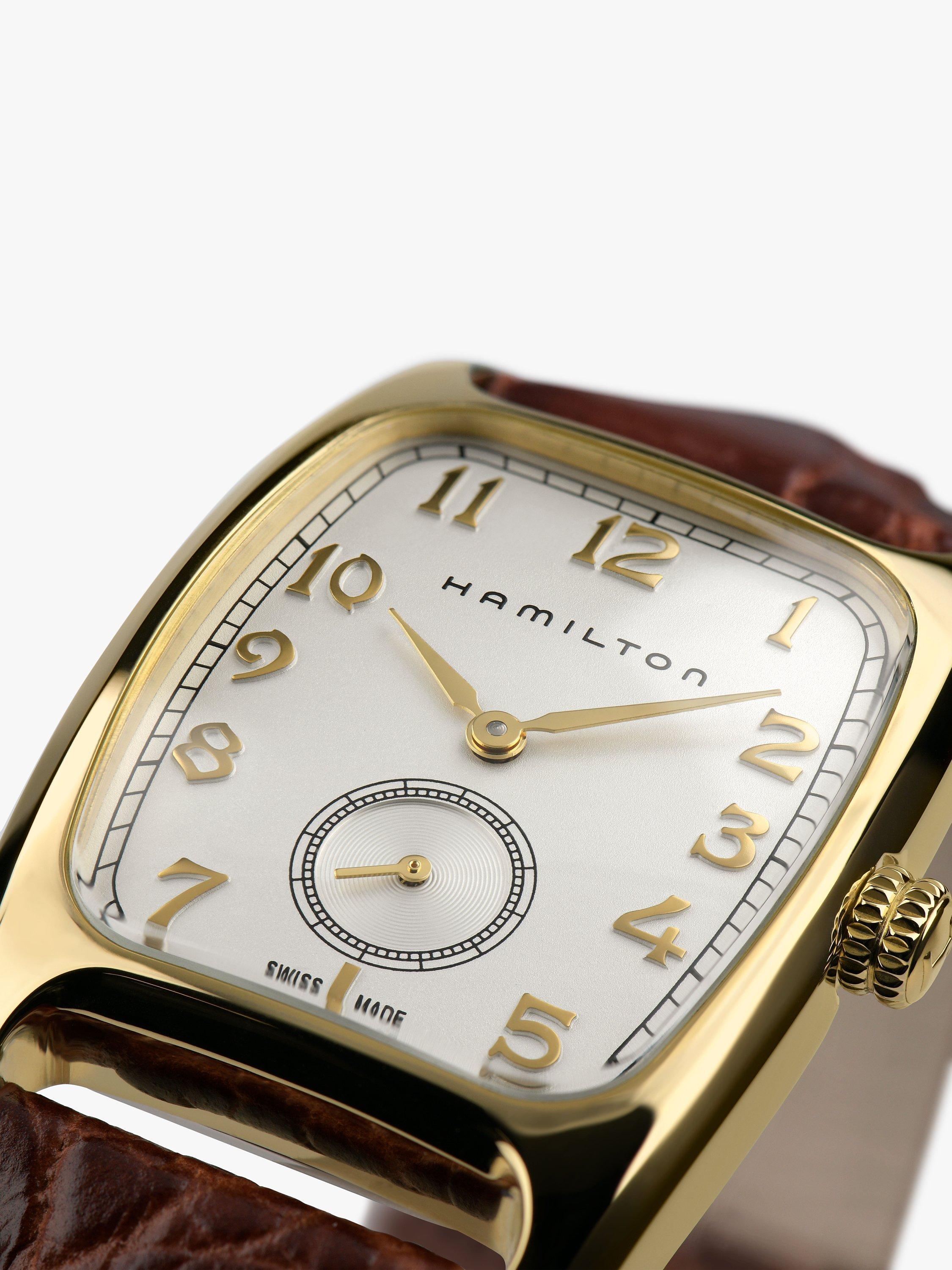 x Indiana Jones H13431553 Unisex American Classic Boulton Small Second Leather Strap Watch, Brown/Gold