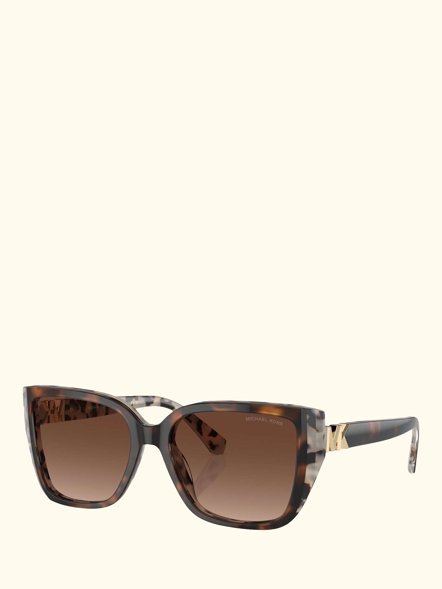 MK2199 Women's Acadia Polarised D-Frame Sunglasses, Dark Cream Tortoise/Brown Gradient