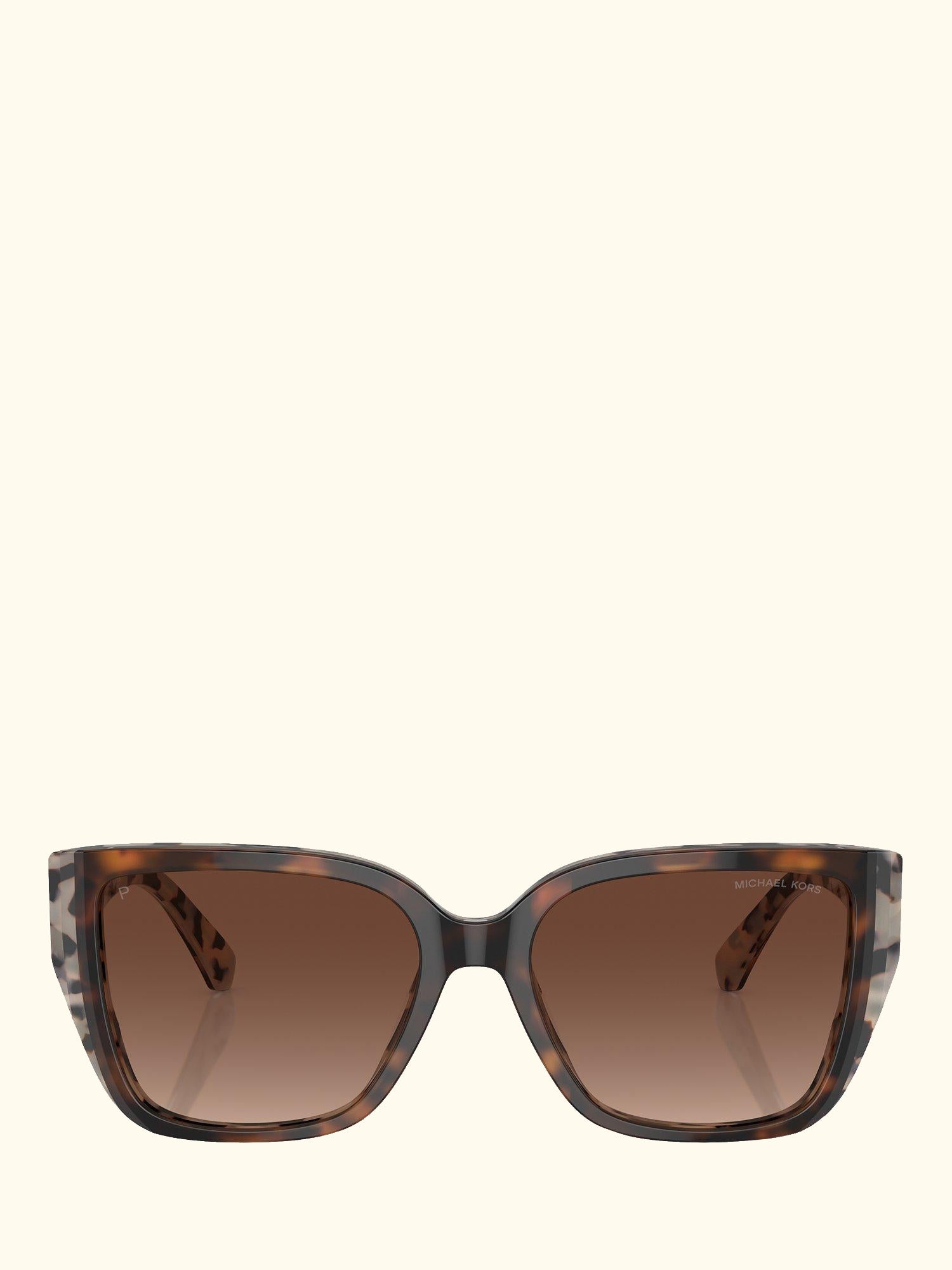 MK2199 Women's Acadia Polarised D-Frame Sunglasses, Dark Cream Tortoise/Brown Gradient