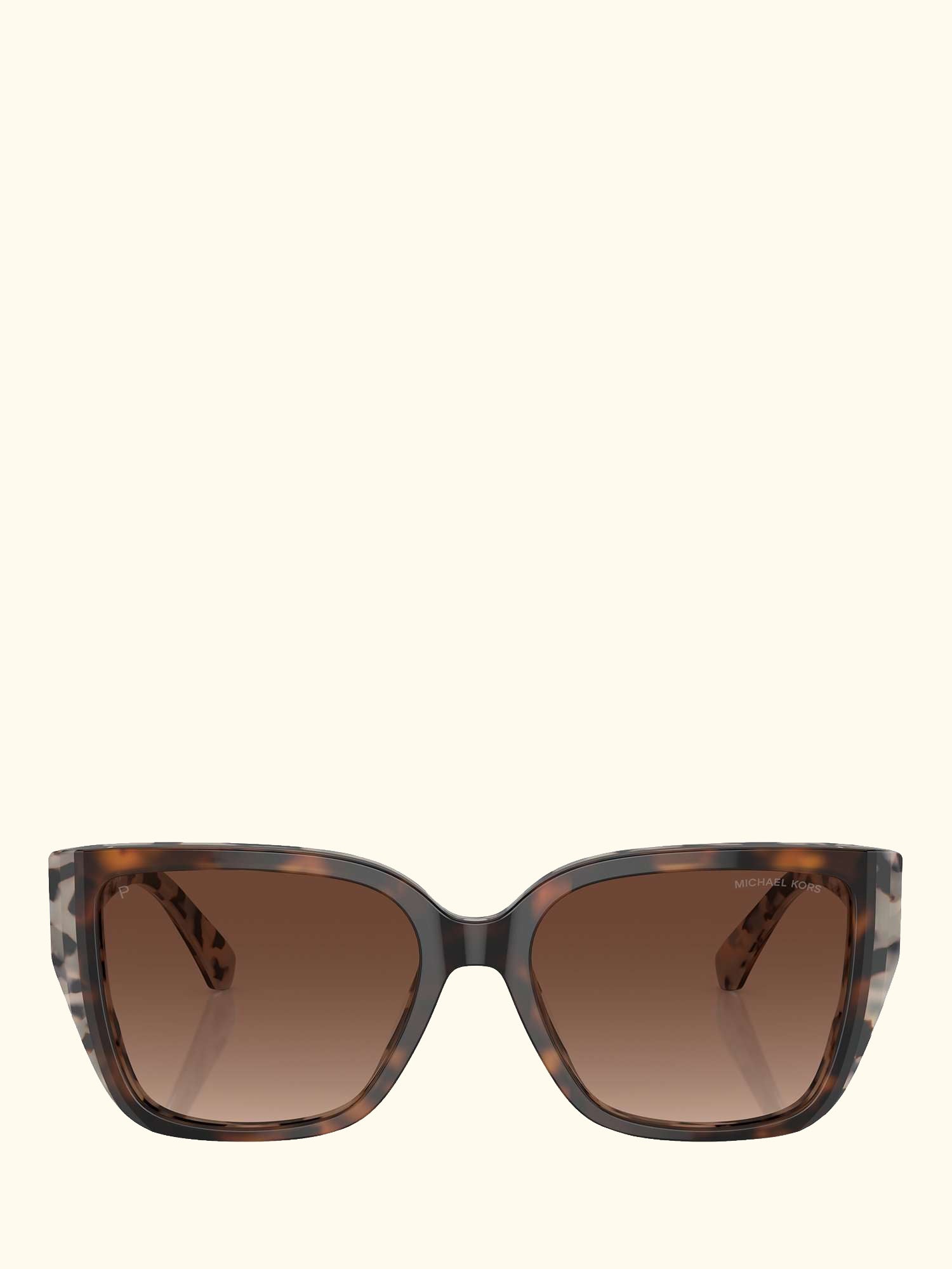 MK2199 Women's Acadia Polarised D-Frame Sunglasses, Dark Cream Tortoise/Brown Gradient