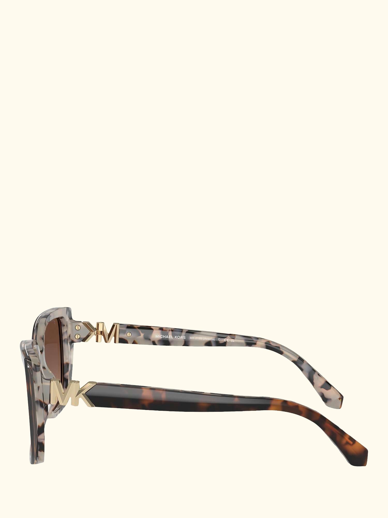 MK2199 Women's Acadia Polarised D-Frame Sunglasses, Dark Cream Tortoise/Brown Gradient