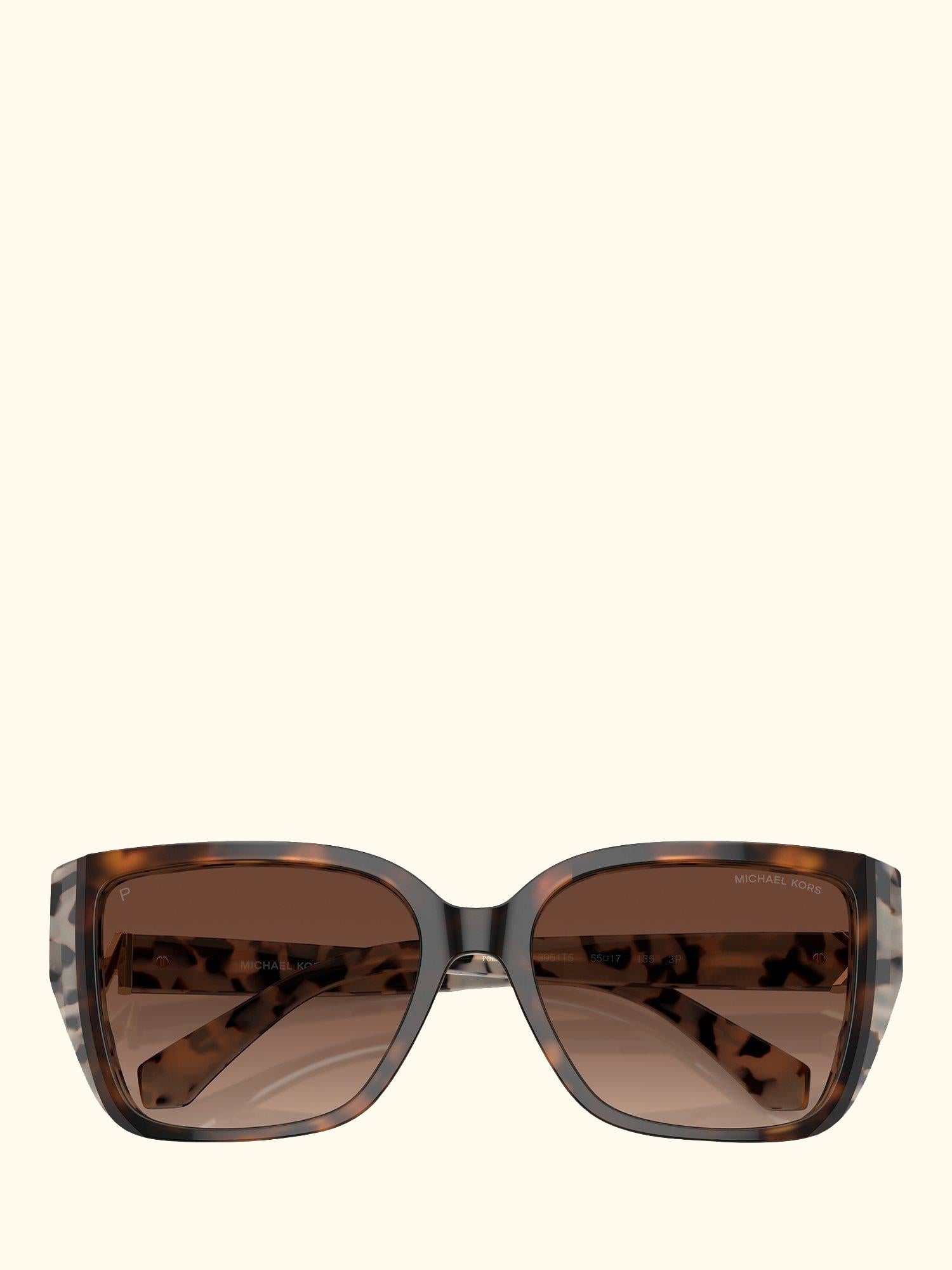 MK2199 Women's Acadia Polarised D-Frame Sunglasses, Dark Cream Tortoise/Brown Gradient