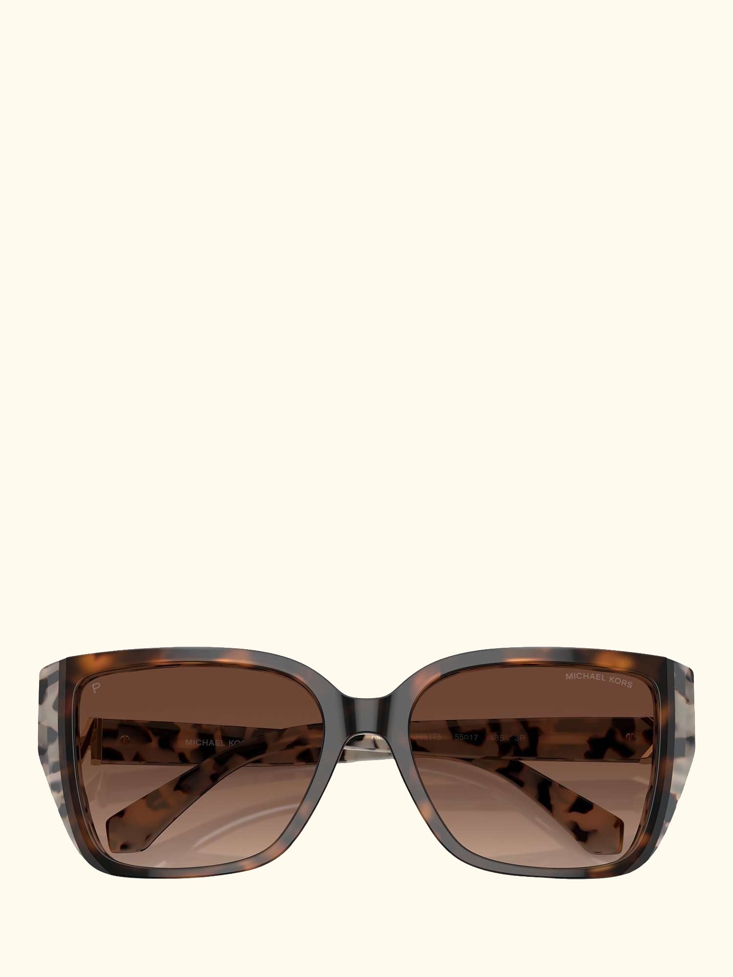 MK2199 Women's Acadia Polarised D-Frame Sunglasses, Dark Cream Tortoise/Brown Gradient