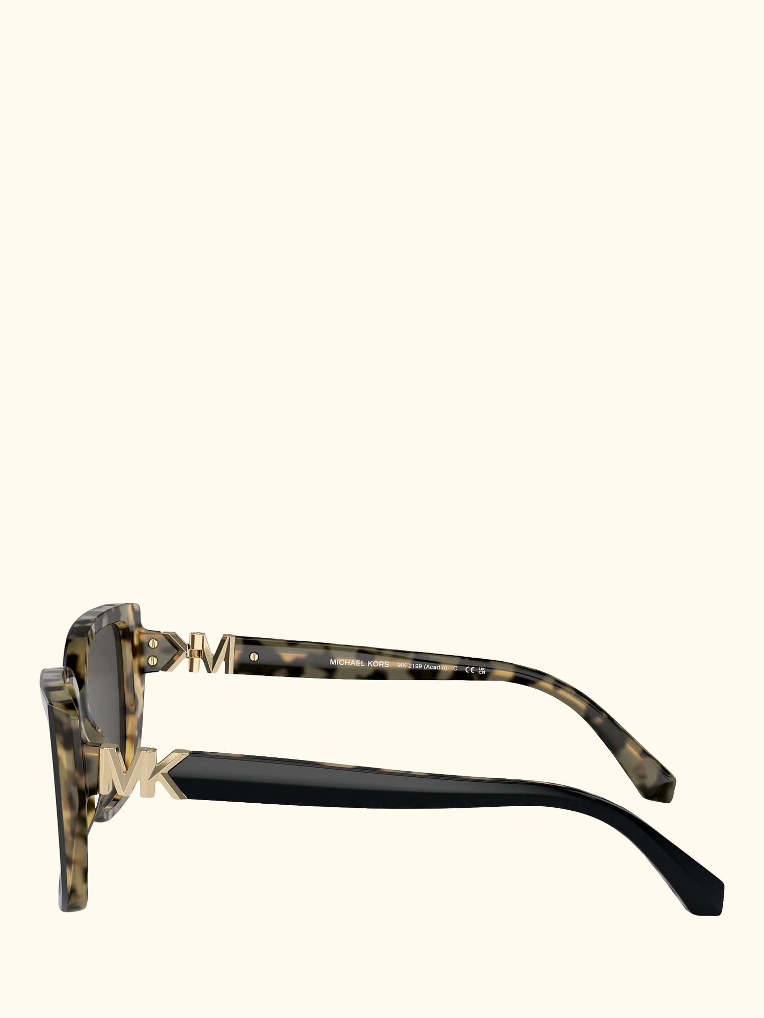 MK2199 Women's Acadia D-Frame Sunglasses, Black on Amber Tortoise/Grey