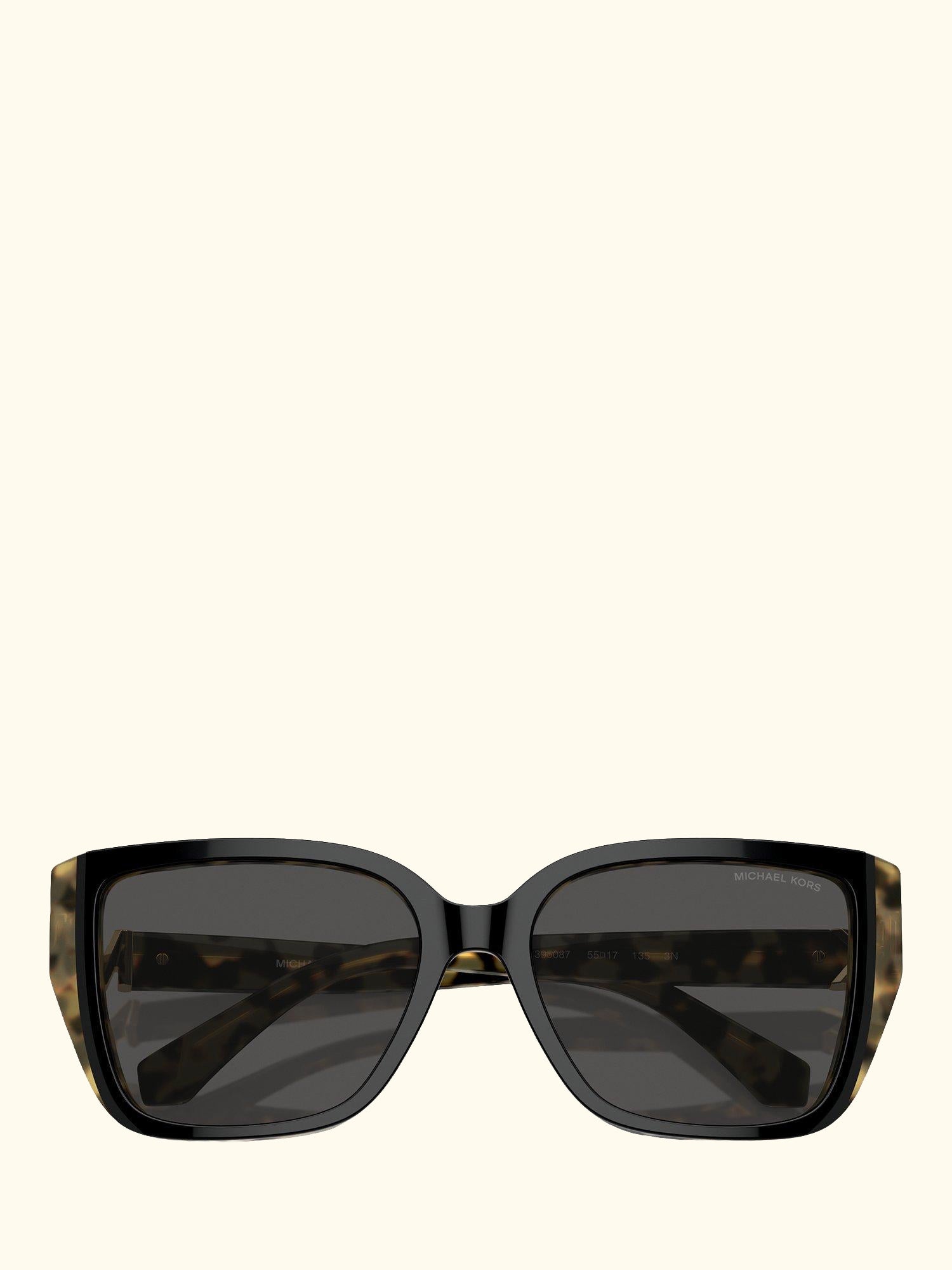 MK2199 Women's Acadia D-Frame Sunglasses, Black on Amber Tortoise/Grey