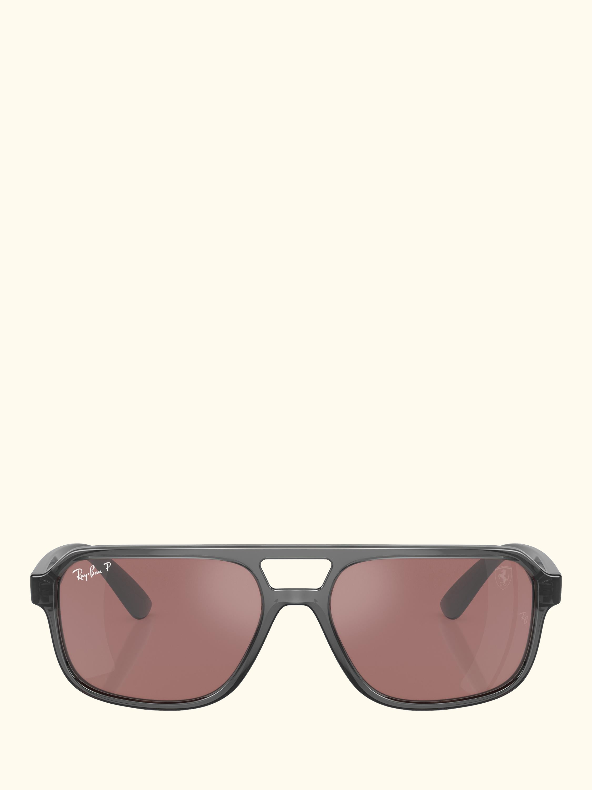 RB4414M Scuderia Ferrari Men's Polarised Irregular Sunglasses, Transparent Grey/Pink