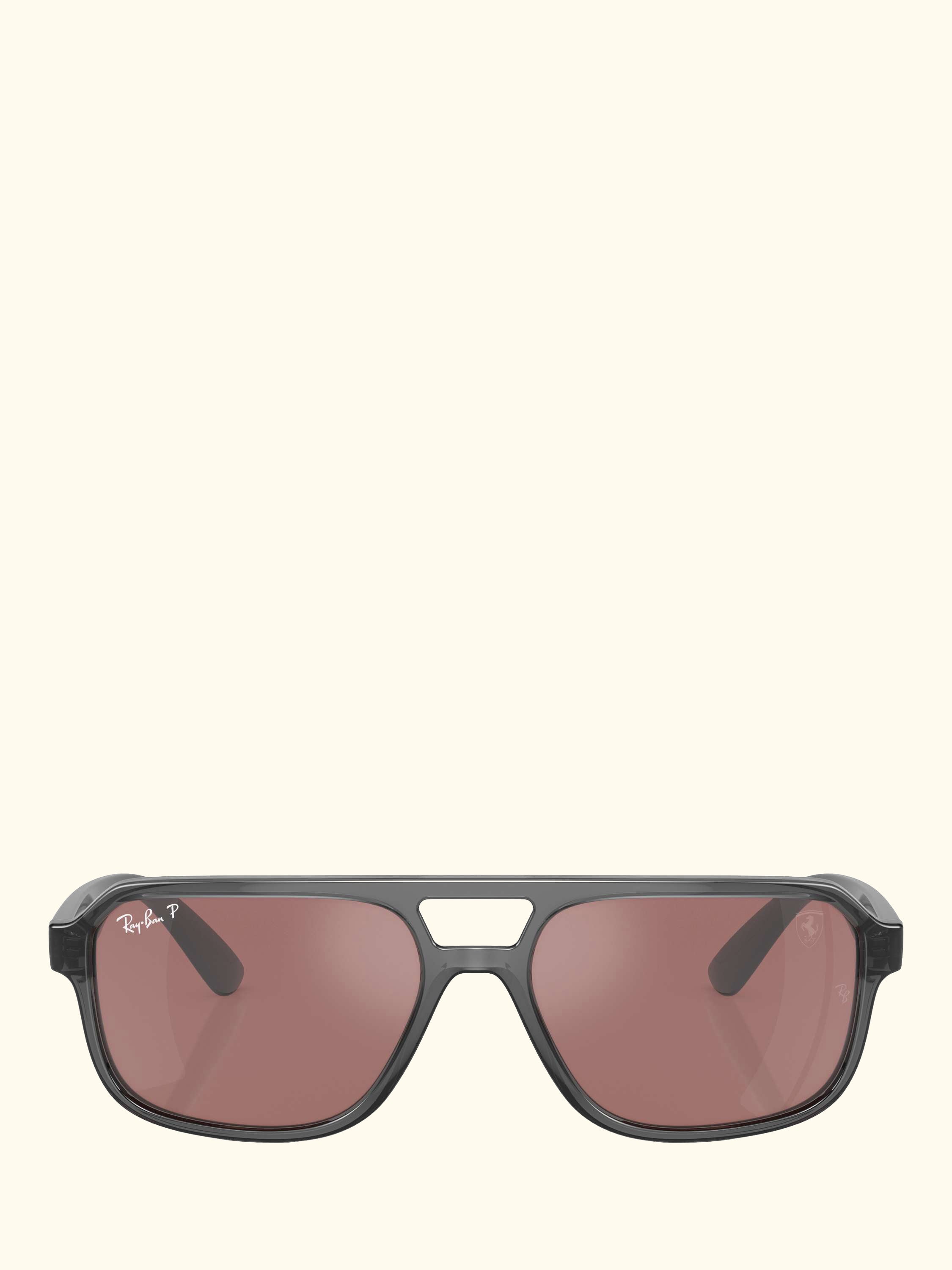 RB4414M Scuderia Ferrari Men's Polarised Irregular Sunglasses, Transparent Grey/Pink