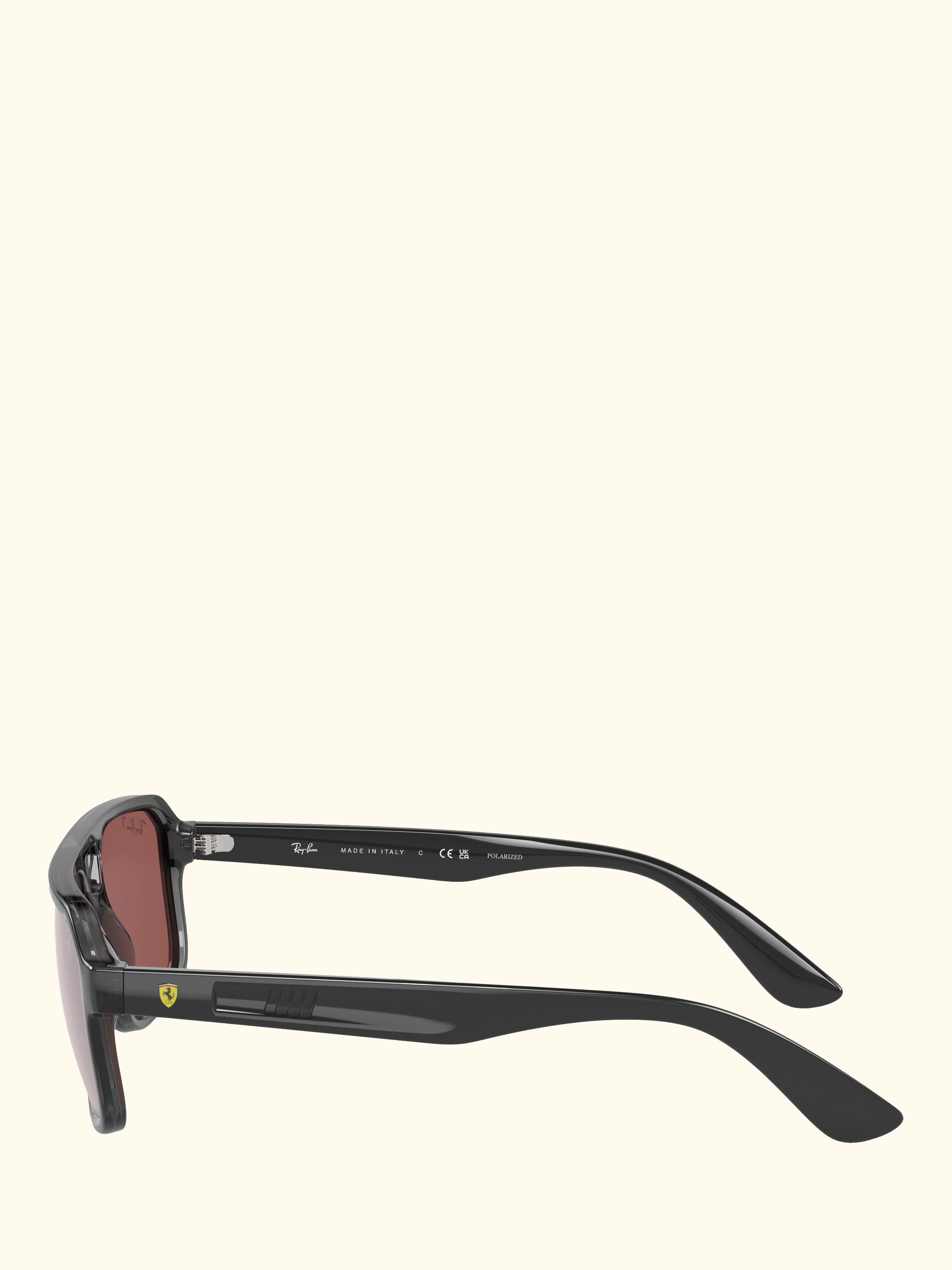 RB4414M Scuderia Ferrari Men's Polarised Irregular Sunglasses, Transparent Grey/Pink