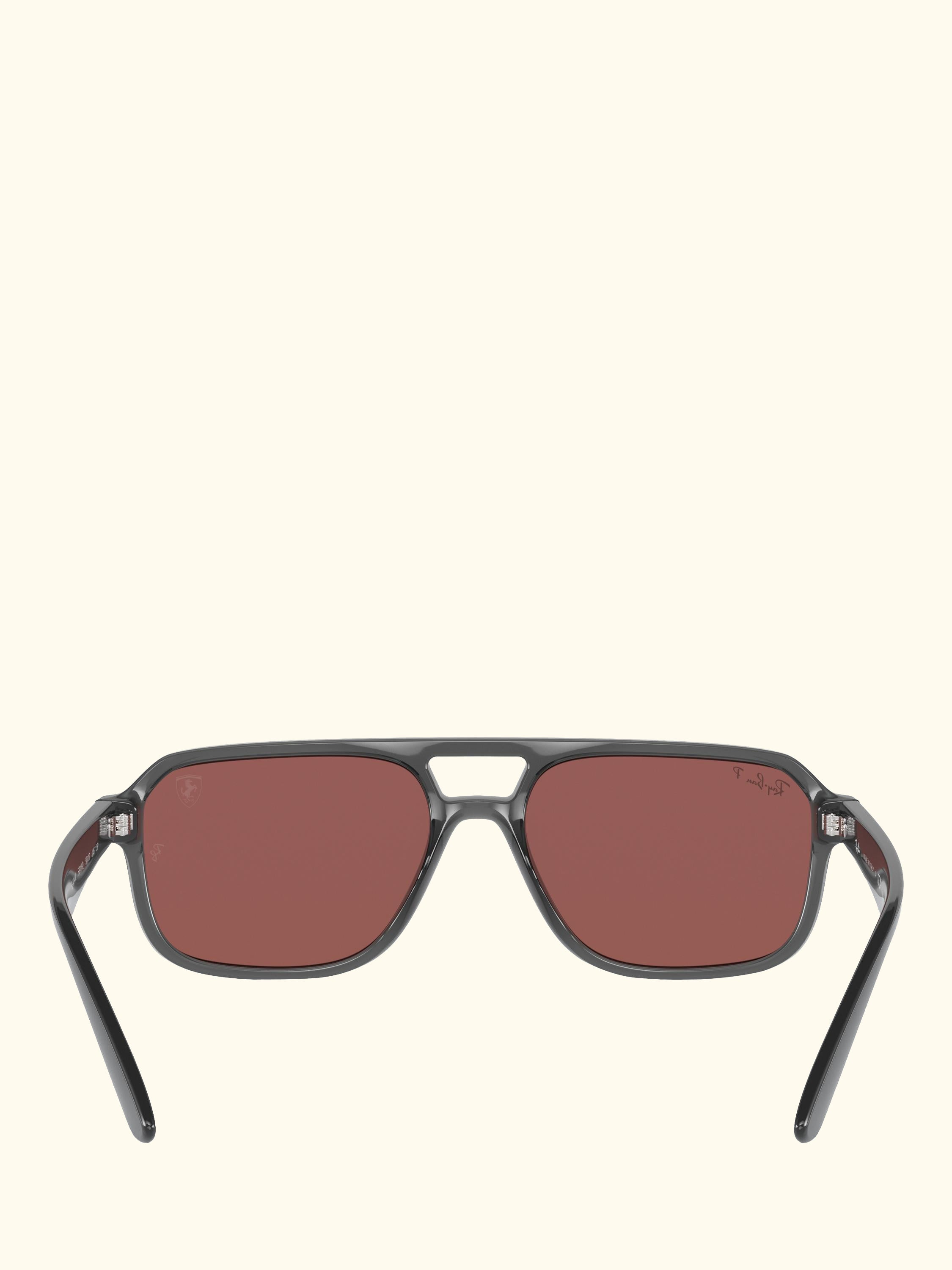 RB4414M Scuderia Ferrari Men's Polarised Irregular Sunglasses, Transparent Grey/Pink