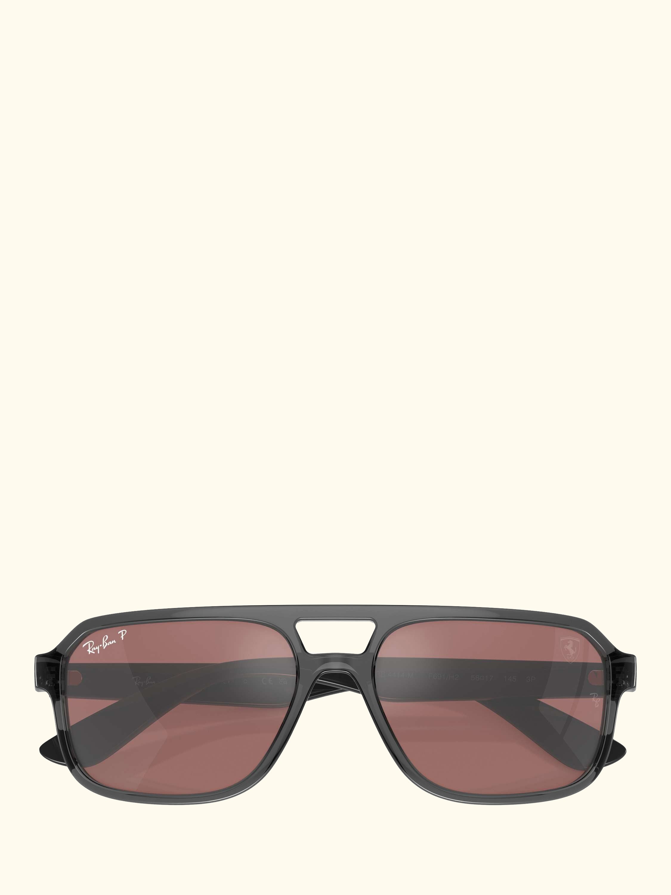 RB4414M Scuderia Ferrari Men's Polarised Irregular Sunglasses, Transparent Grey/Pink
