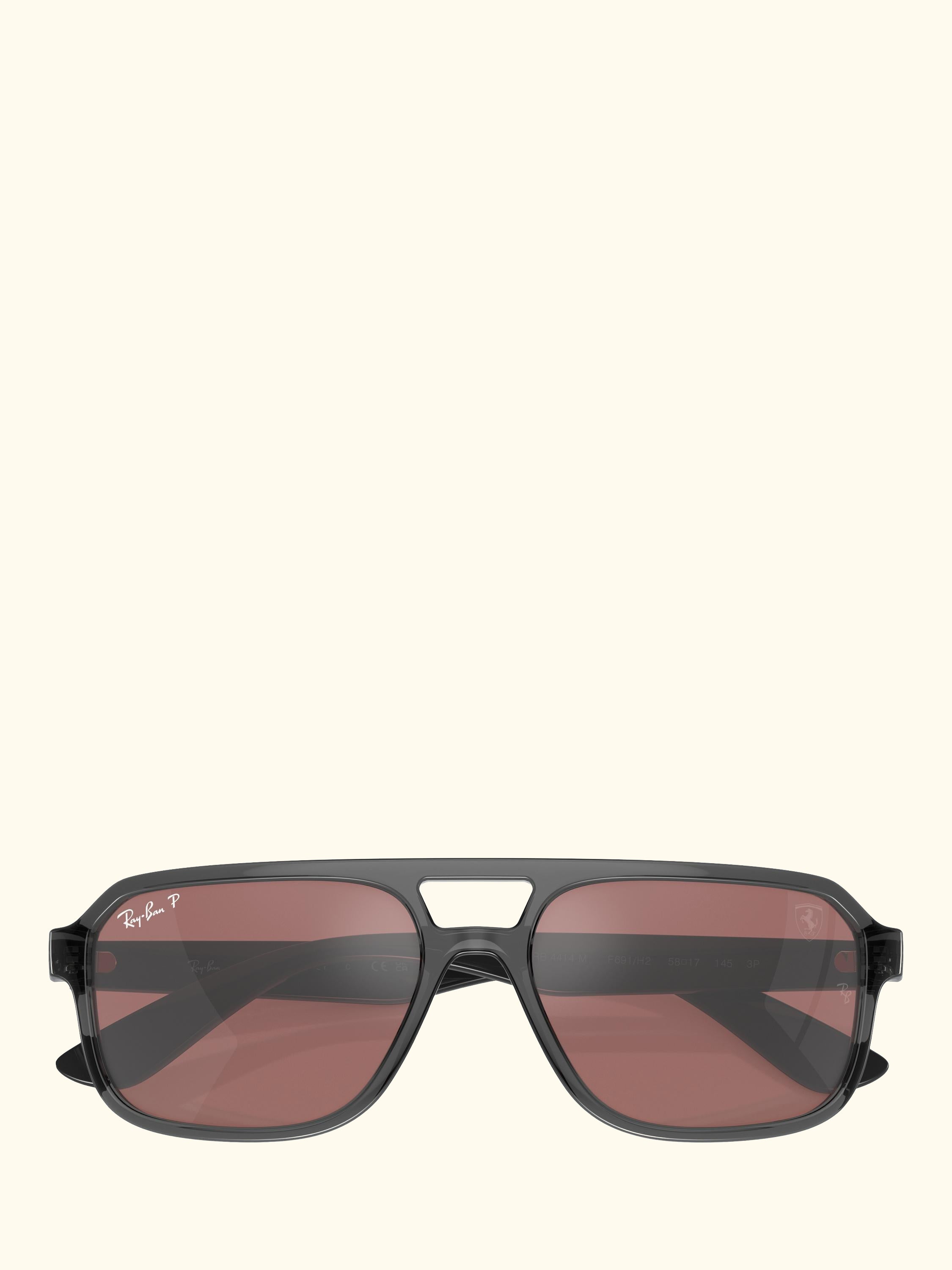 RB4414M Scuderia Ferrari Men's Polarised Irregular Sunglasses, Transparent Grey/Pink