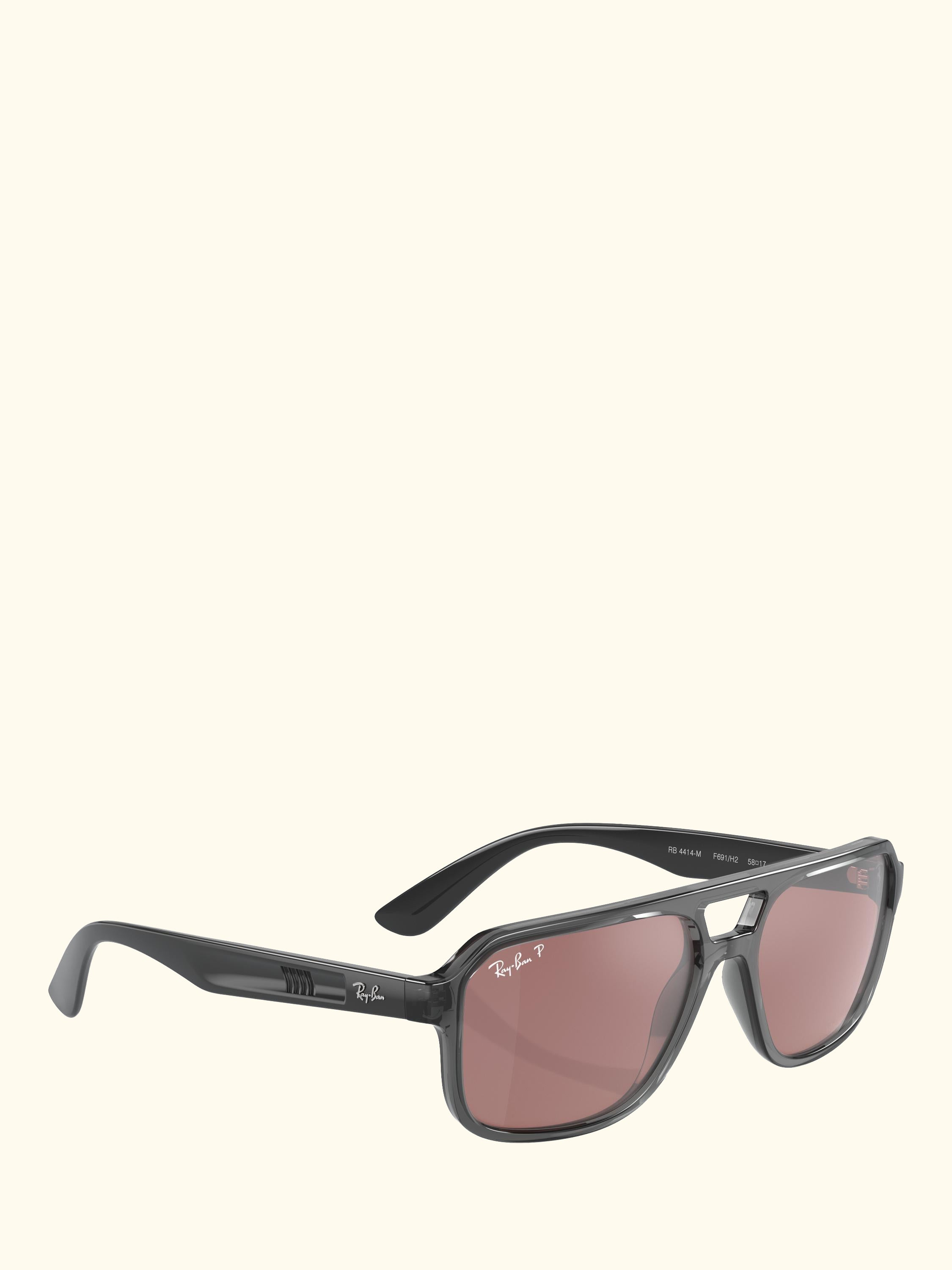 RB4414M Scuderia Ferrari Men's Polarised Irregular Sunglasses, Transparent Grey/Pink