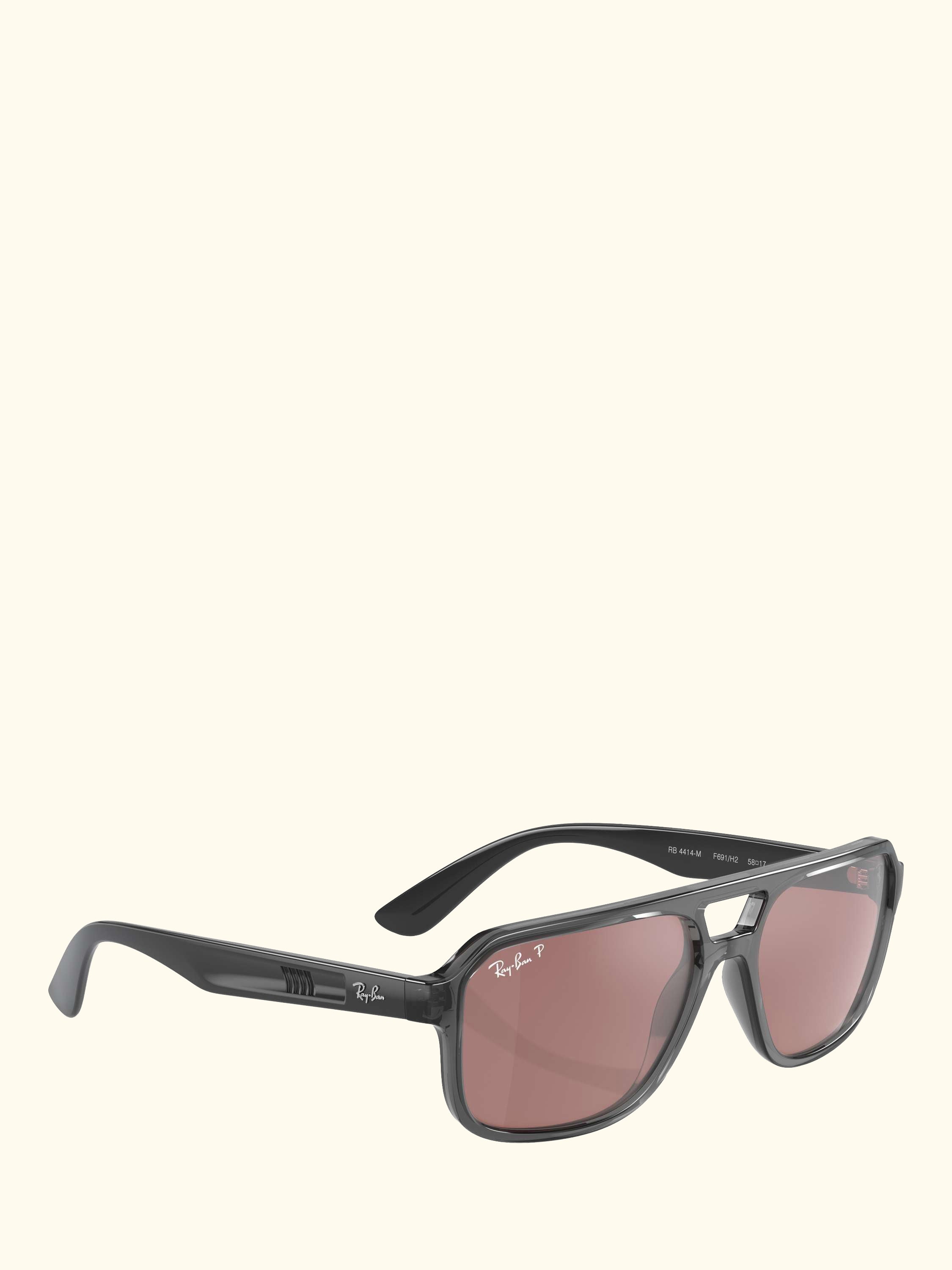 RB4414M Scuderia Ferrari Men's Polarised Irregular Sunglasses, Transparent Grey/Pink