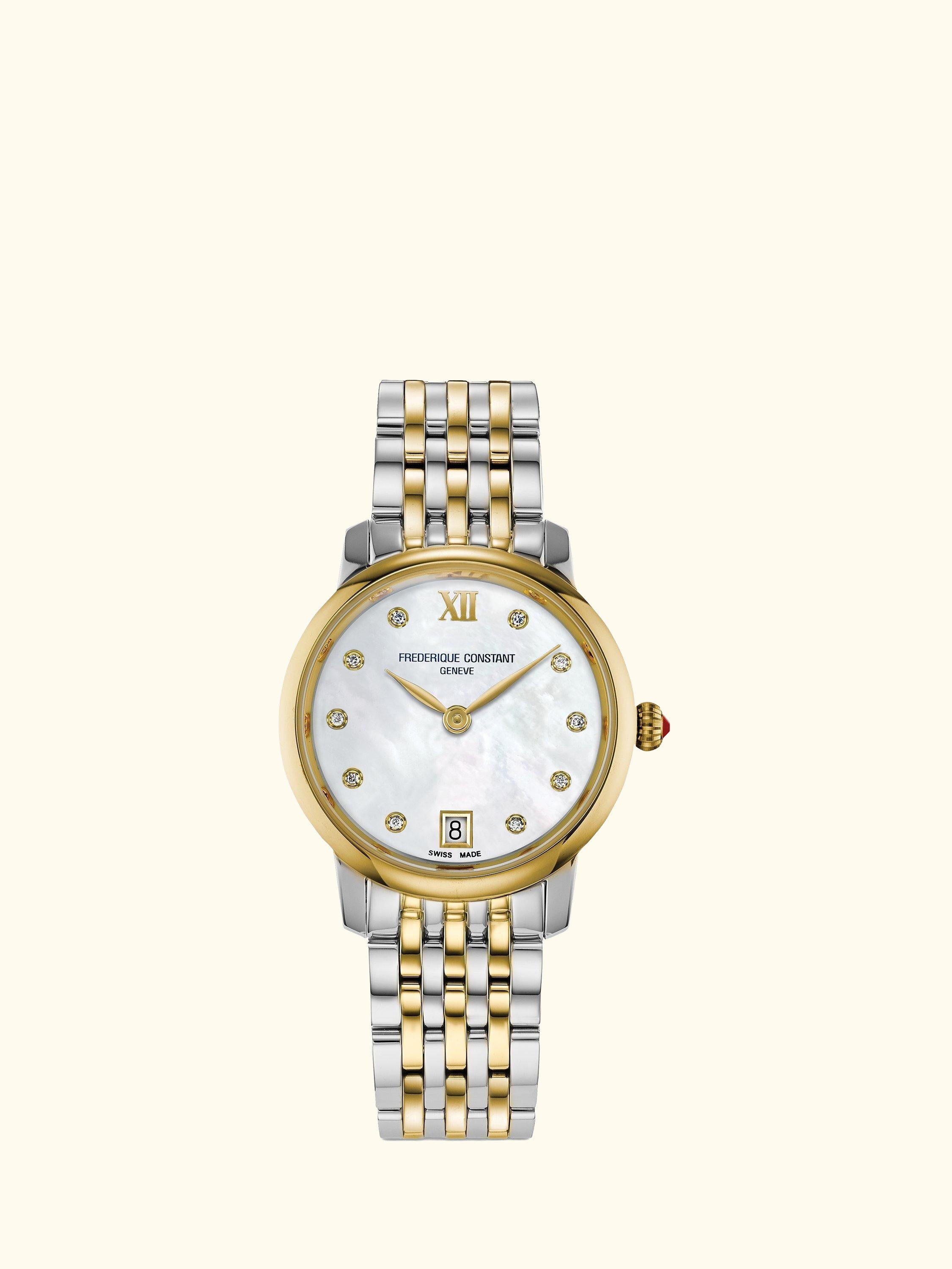 FC-220MPWD1S23B Women's Classic Slimline Watch, Gold/Silver