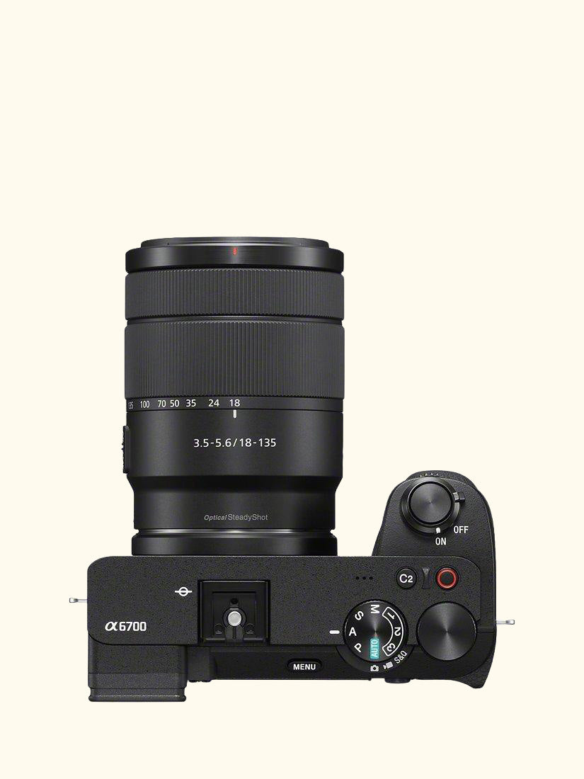 A6700 Compact System Camera with 18-135mm OSS Lens, 4K Ultra HD, 26MP, OLED Viewfinder, Wi-Fi, Bluetooth, 3" Vari-Angle Touch Screen, Black