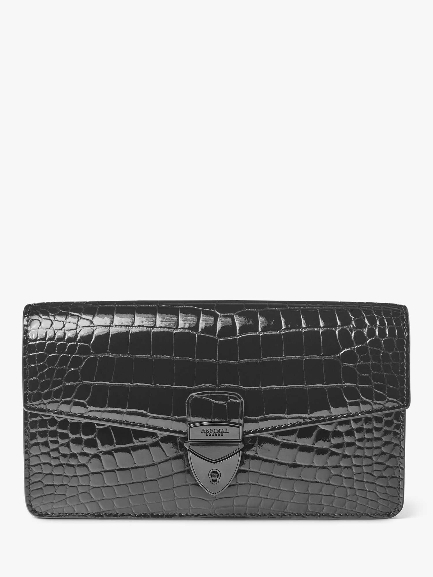 Mayfair Croc Effect Leather Clutch Bag, Black