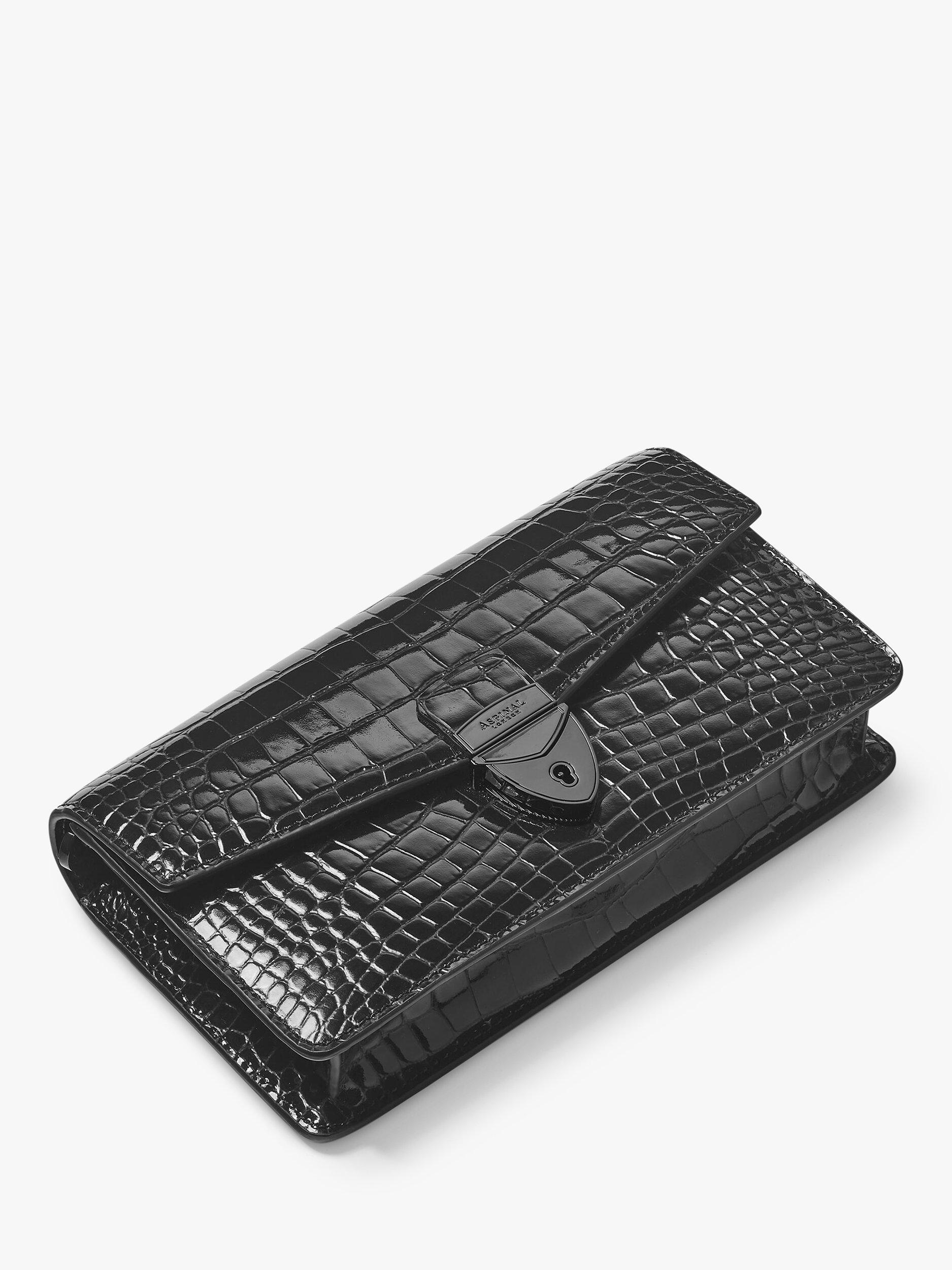 Mayfair Croc Effect Leather Clutch Bag, Black