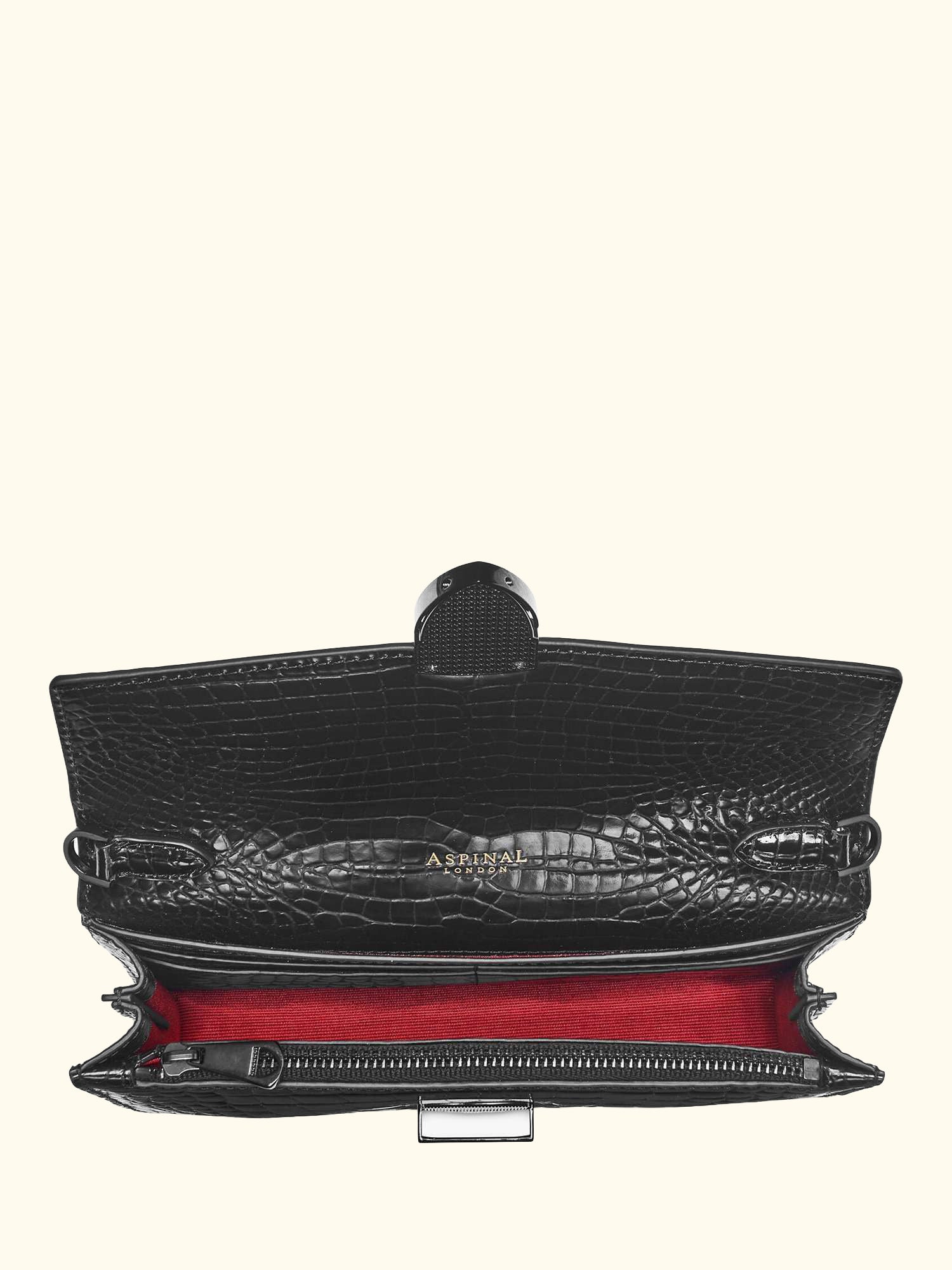 Mayfair Croc Effect Leather Clutch Bag, Black