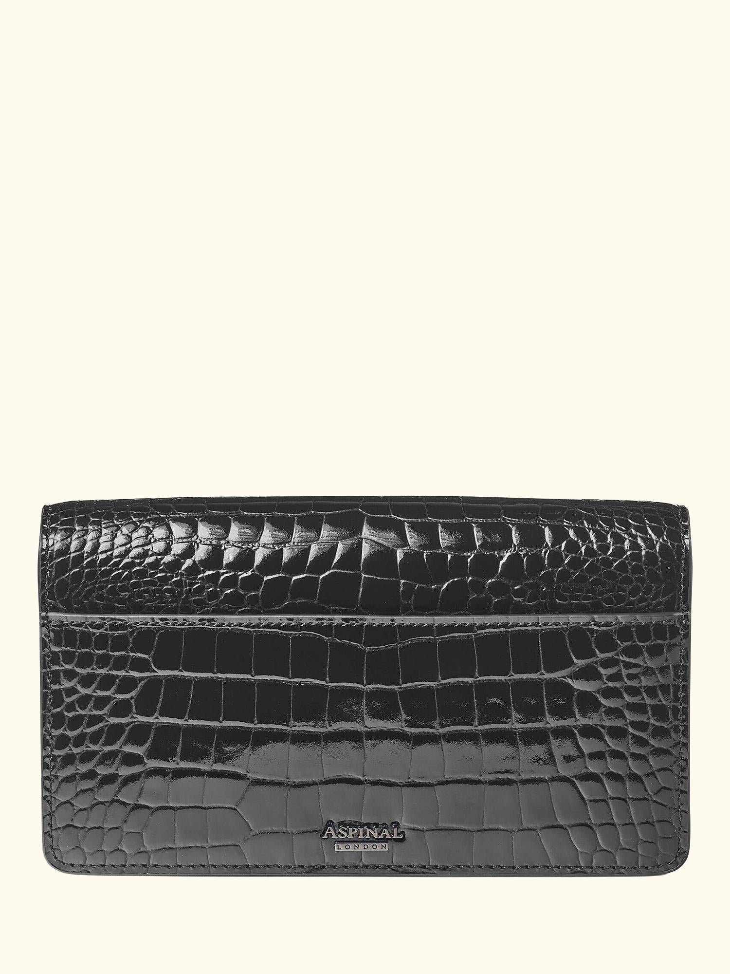 Mayfair Croc Effect Leather Clutch Bag, Black