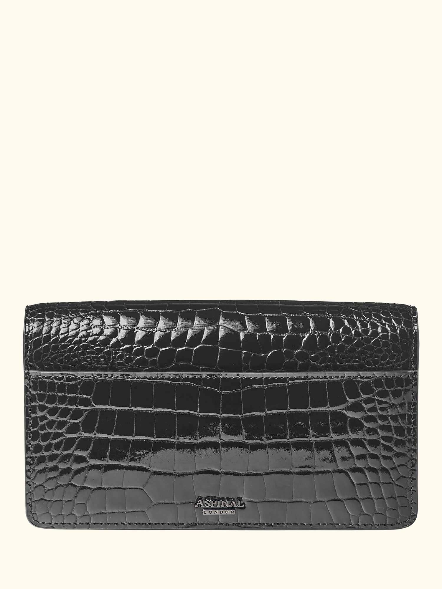Mayfair Croc Effect Leather Clutch Bag, Black