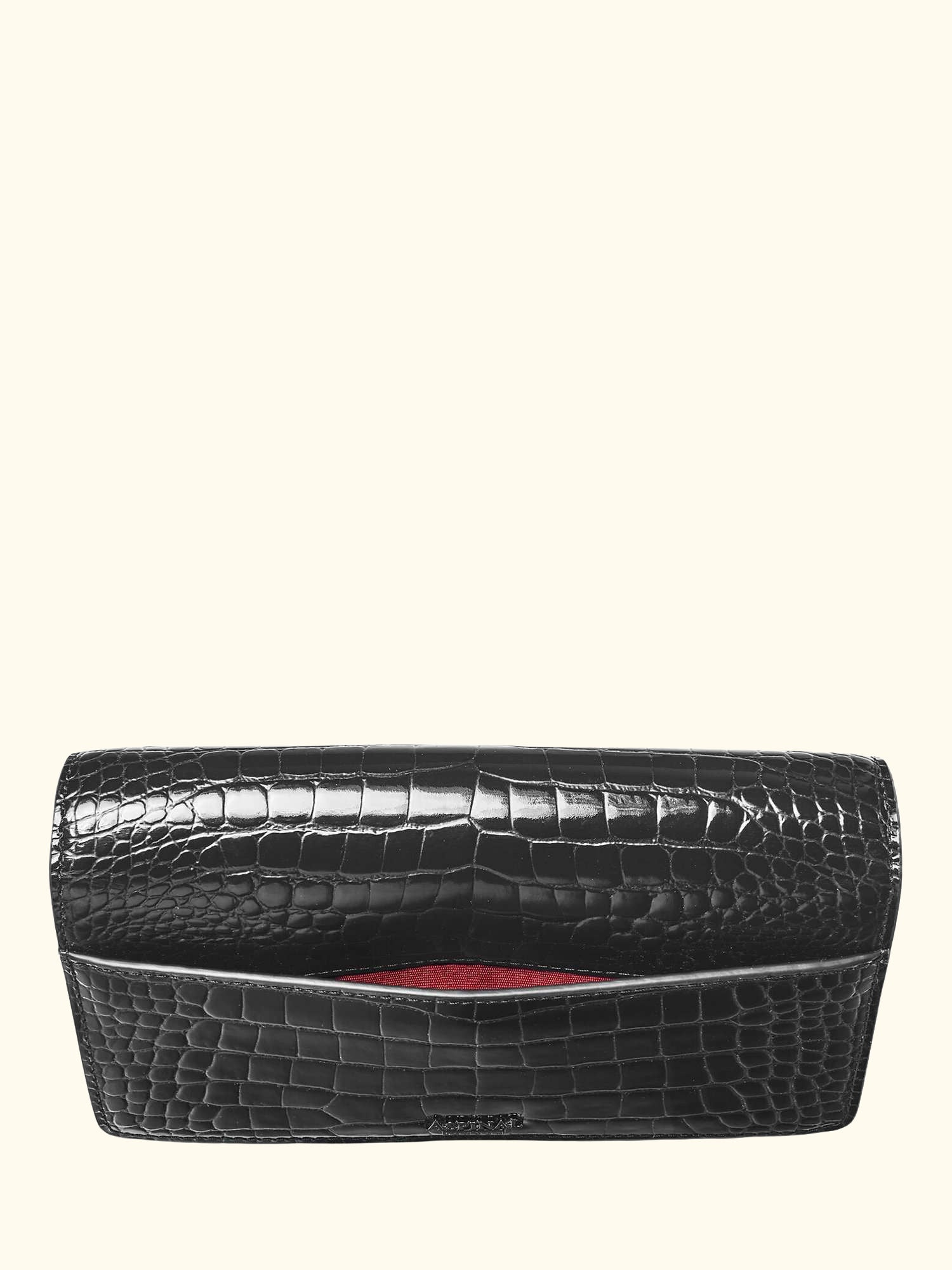 Mayfair Croc Effect Leather Clutch Bag, Black