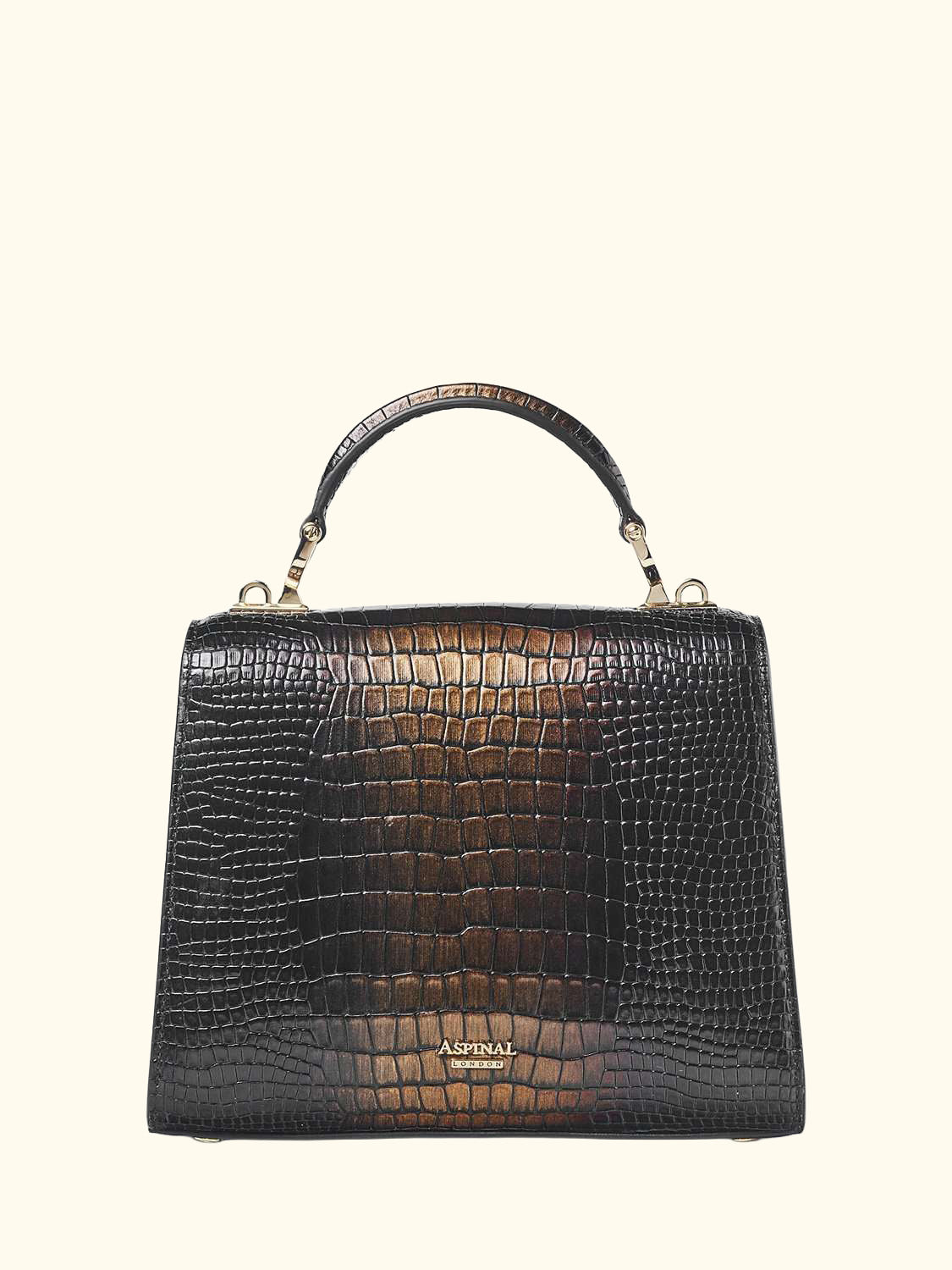 Midi Mayfair 2 Croc Leather  Cross Body Bag, Black/Gold