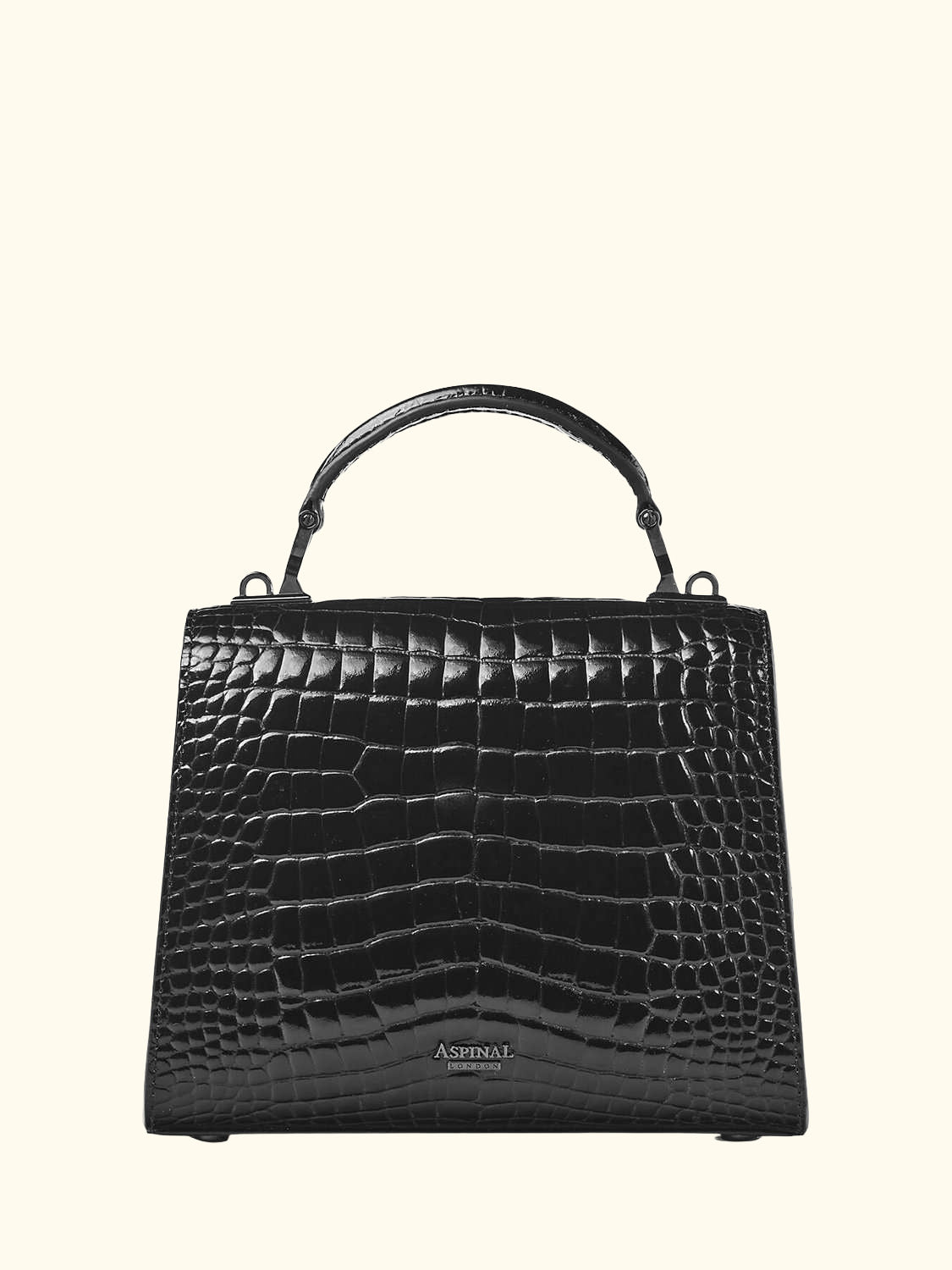 Midi Mayfair 2 Croc Leather Crossbody Bag, Black