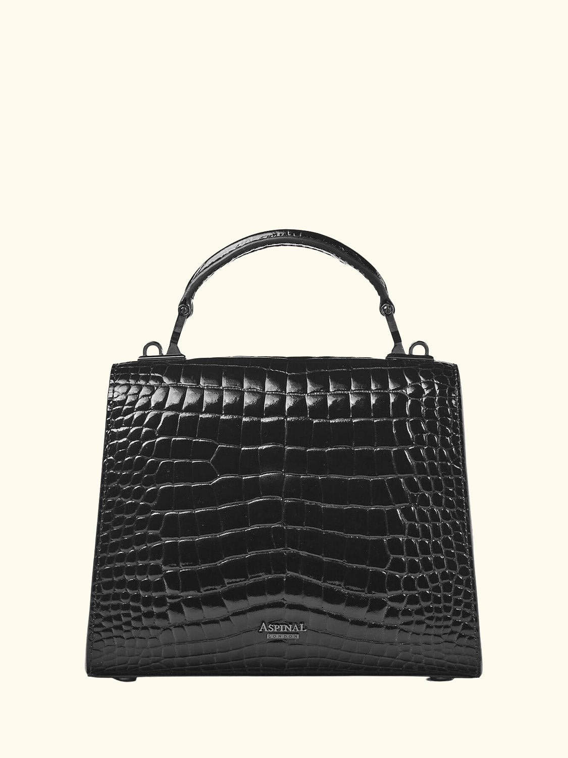Midi Mayfair 2 Croc Leather Crossbody Bag, Black
