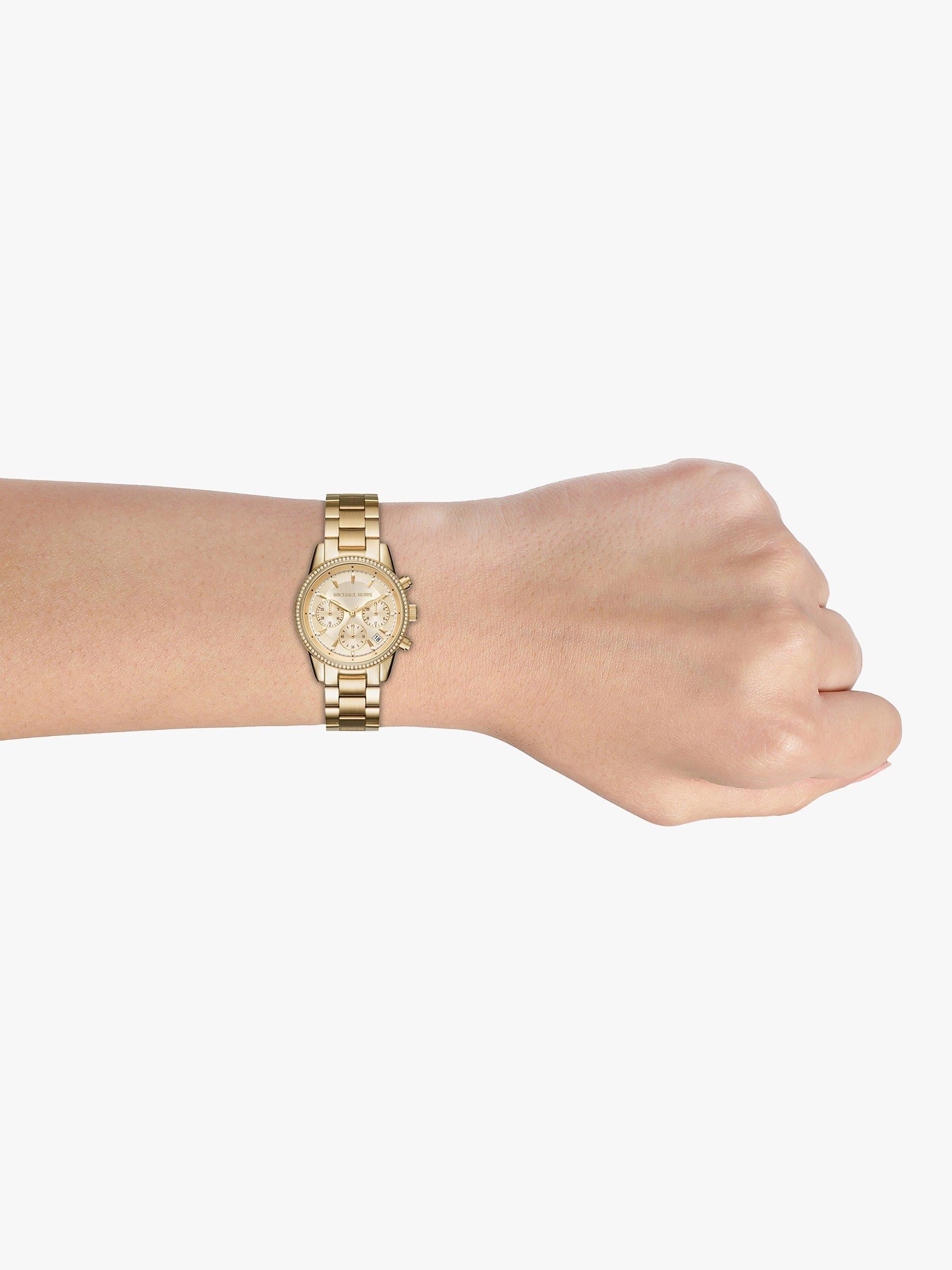 Women's Bryant Crystal Chronograph Date Bracelet Strap Watch, Gold MK6356