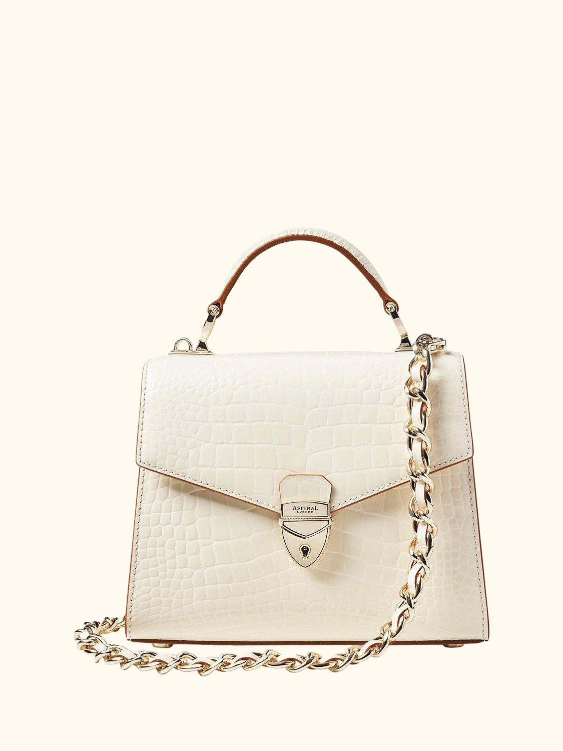 Midi Mayfair 2 Croc Leather  Cross Body Bag, Ivory
