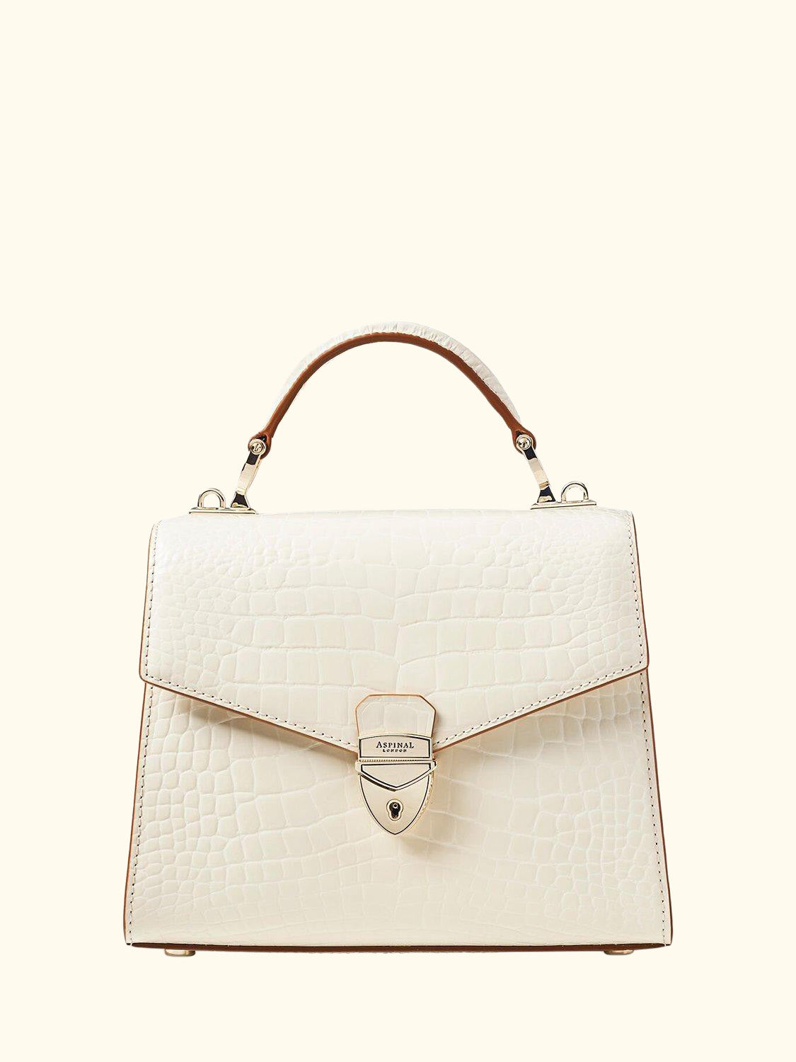 Midi Mayfair 2 Croc Leather  Cross Body Bag, Ivory