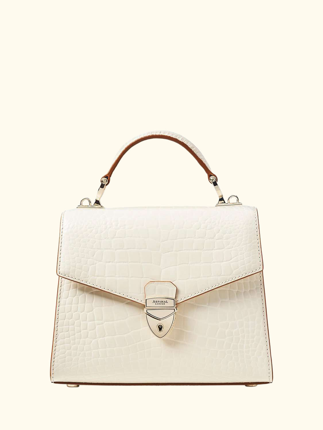 Midi Mayfair 2 Croc Leather  Cross Body Bag, Ivory