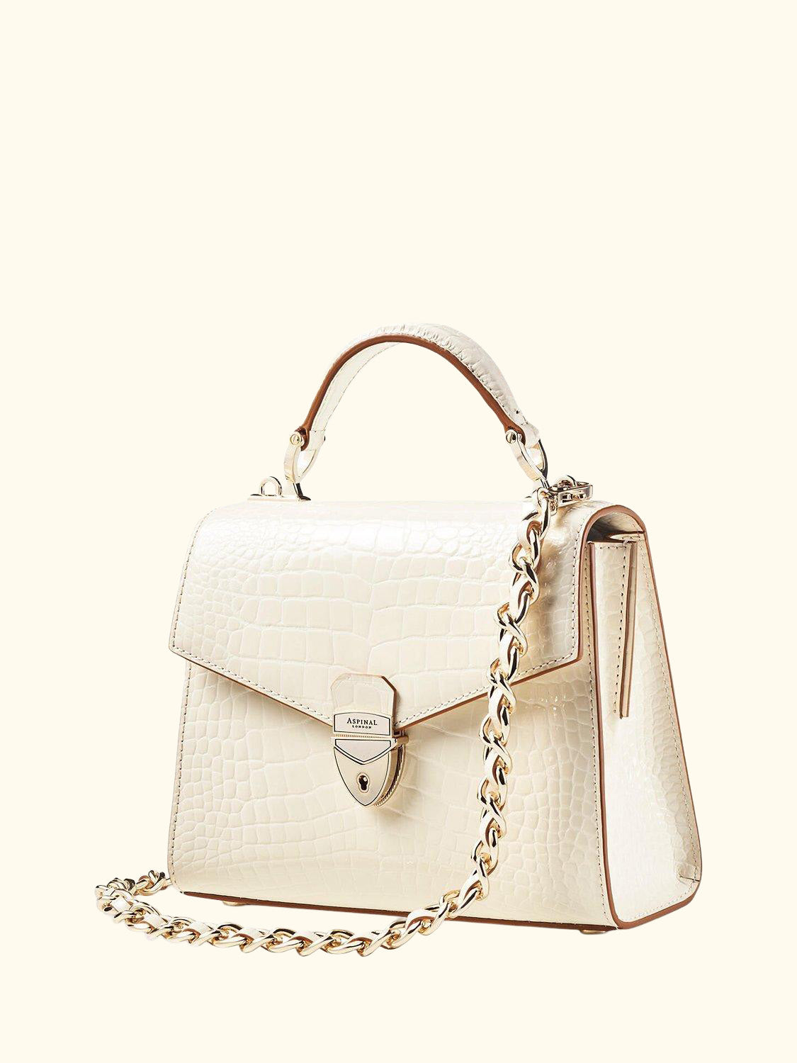 Midi Mayfair 2 Croc Leather  Cross Body Bag, Ivory