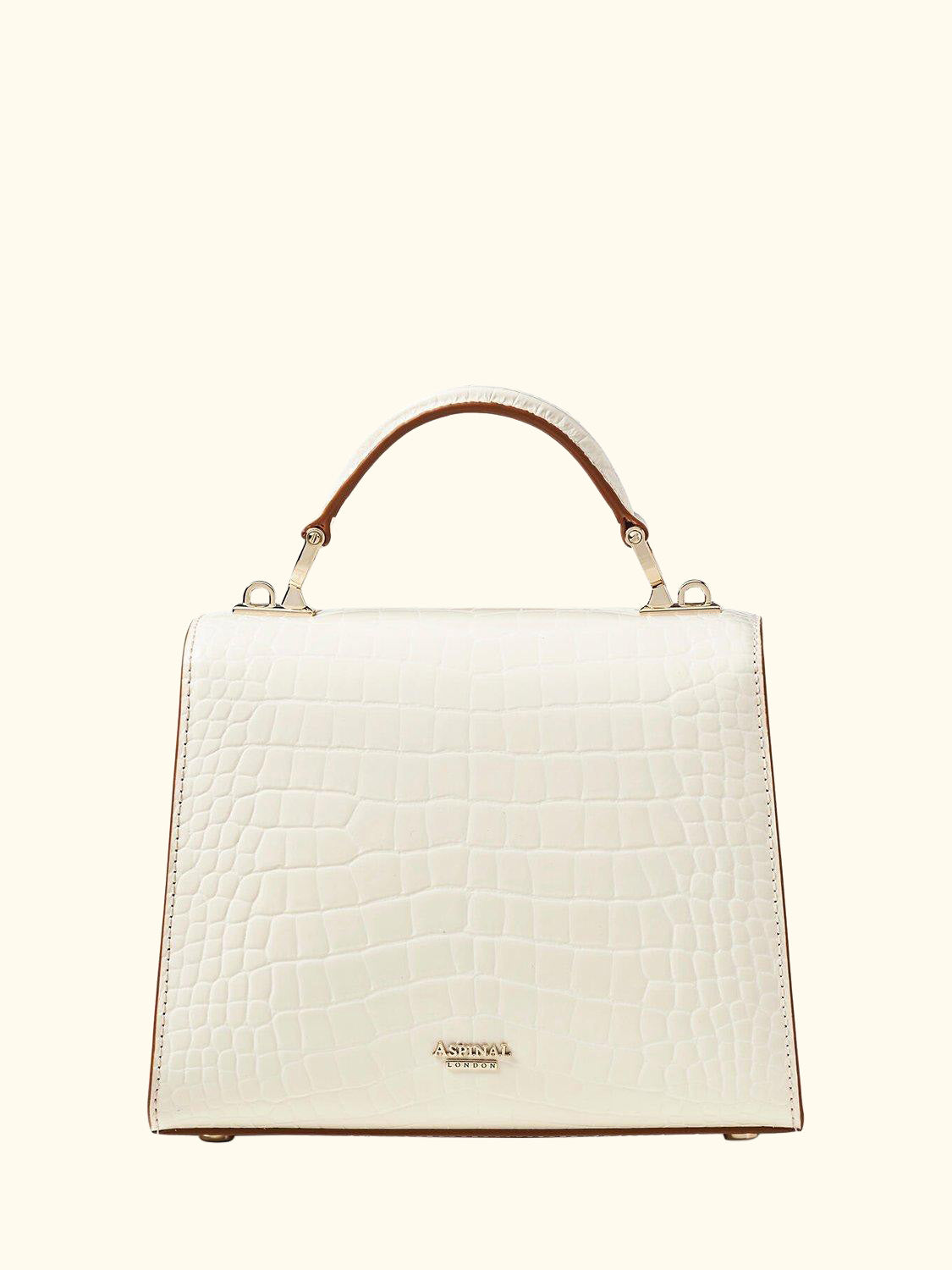 Midi Mayfair 2 Croc Leather  Cross Body Bag, Ivory
