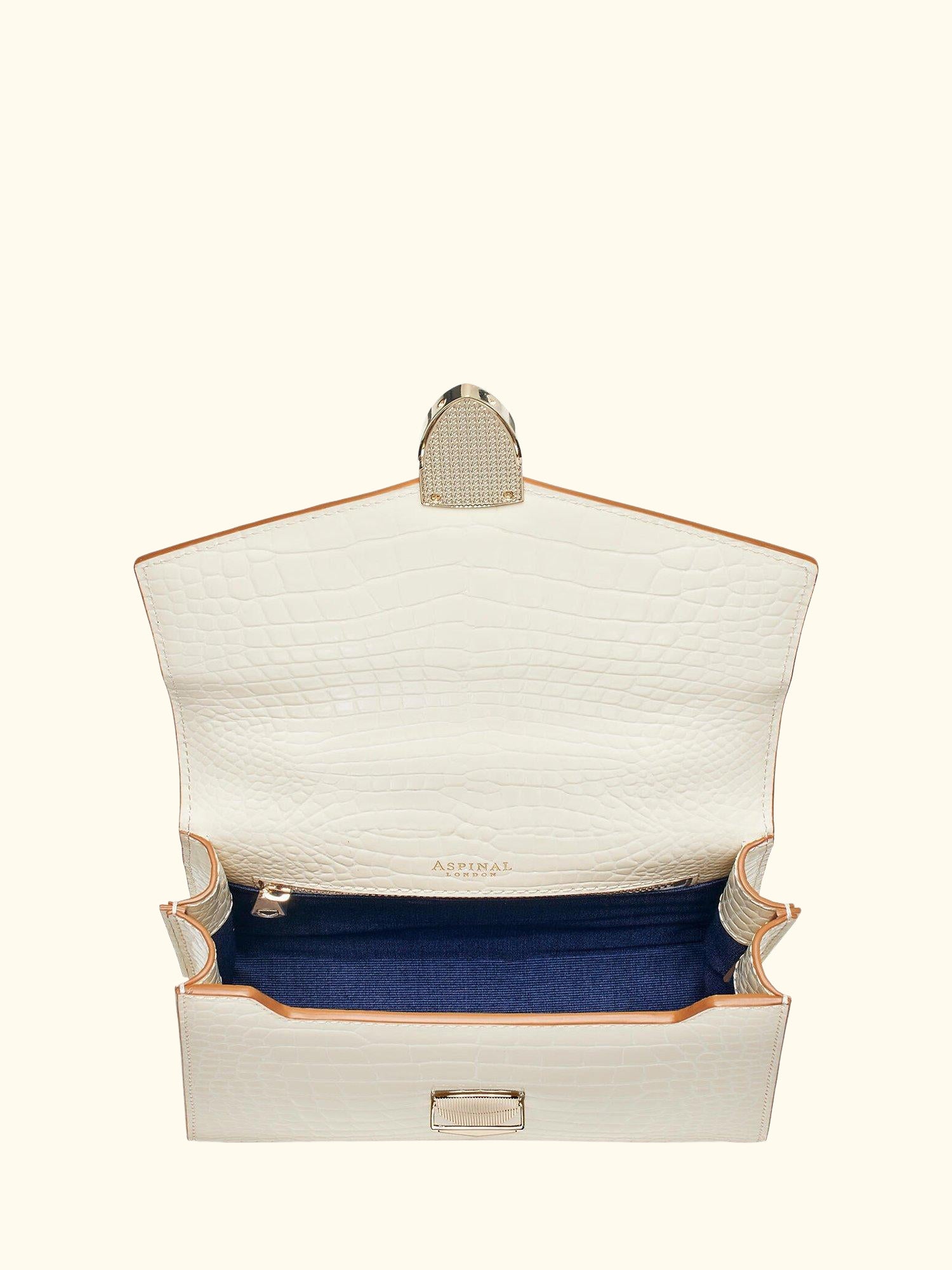 Midi Mayfair 2 Croc Leather  Cross Body Bag, Ivory