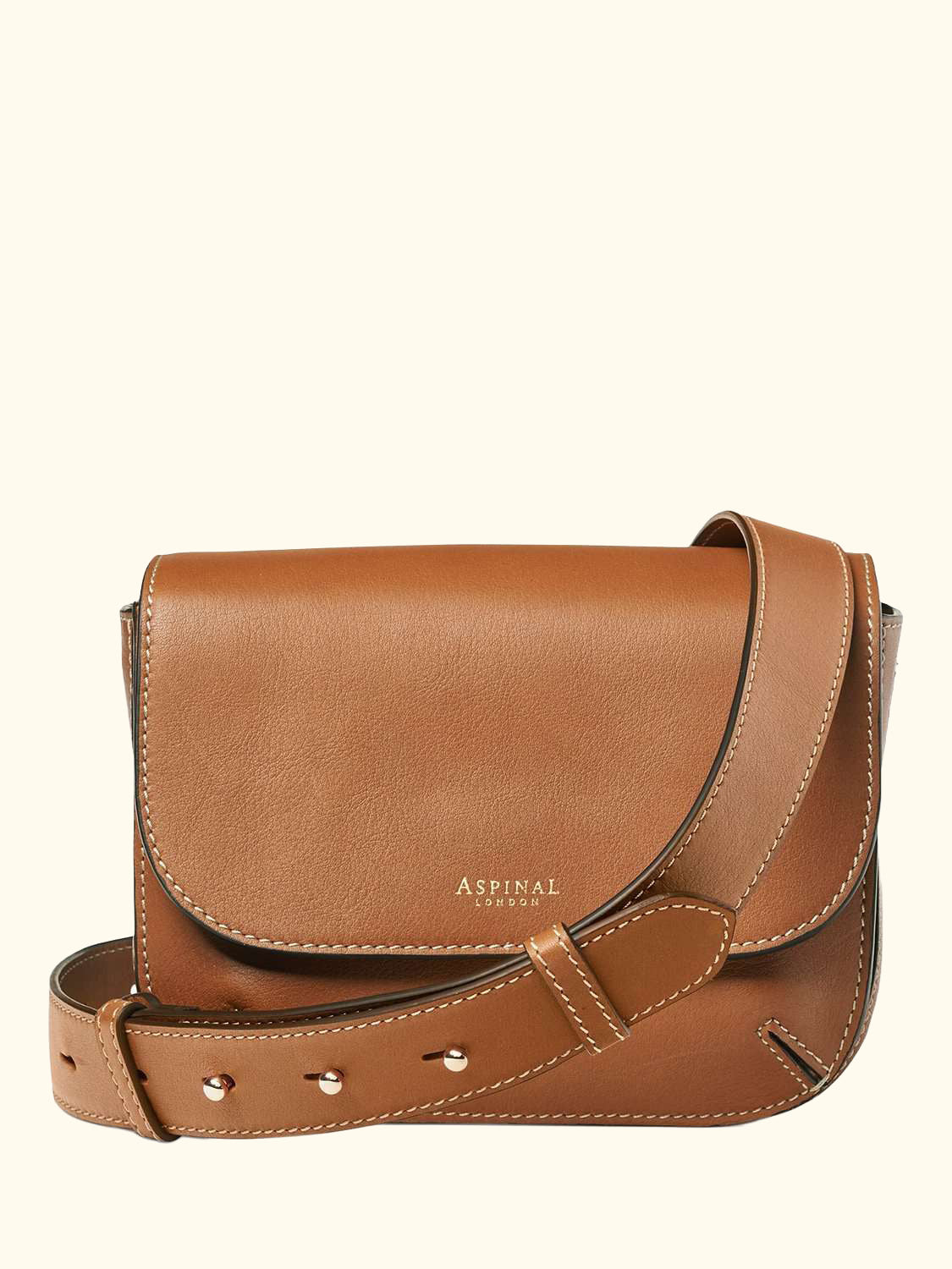 Ella Smooth Leather Crossbody Bag, Tan
