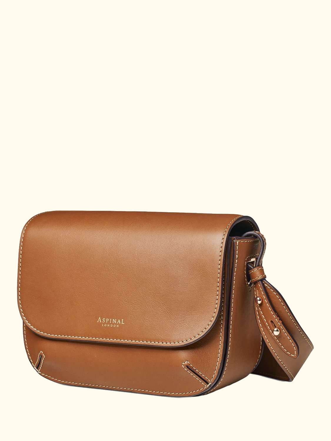 Ella Smooth Leather Crossbody Bag, Tan