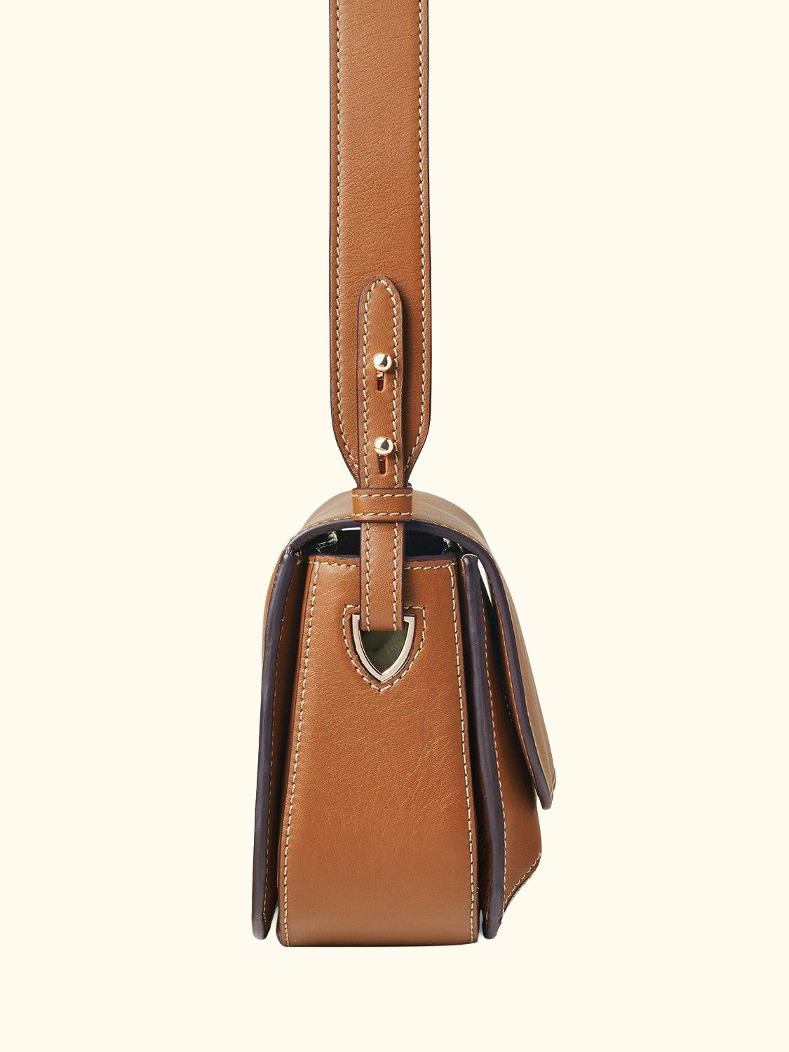 Ella Smooth Leather Crossbody Bag, Tan