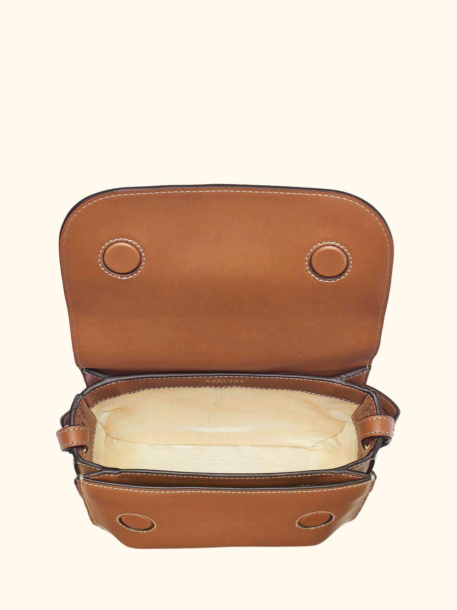 Ella Smooth Leather Crossbody Bag, Tan